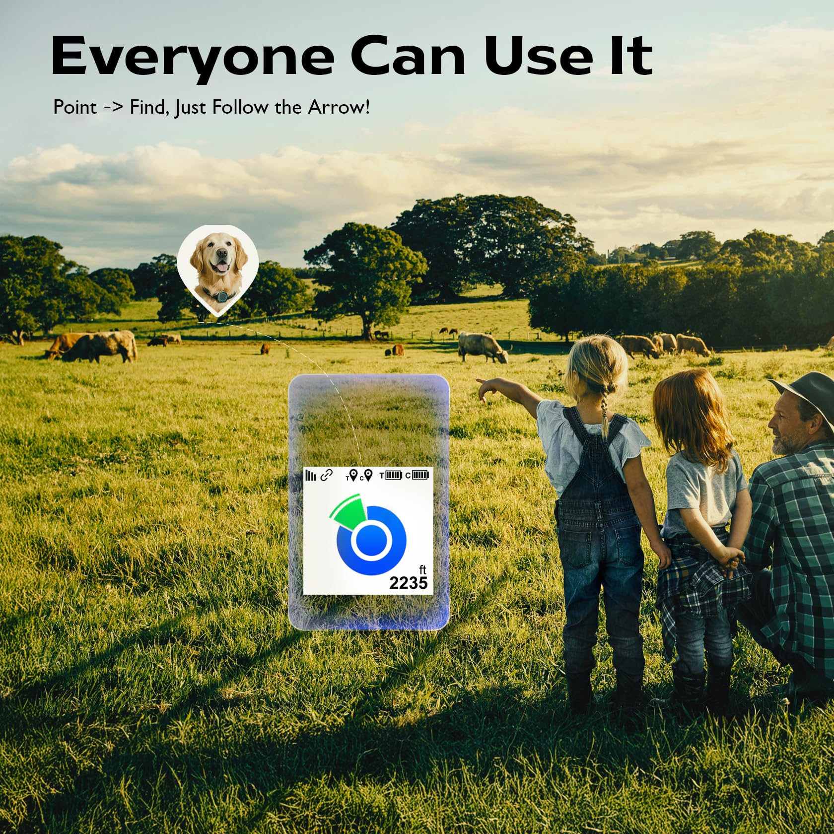 Aorkuler Outdoor GPS Dog Tracker for No-Signal Areas - Outdoor Pet Locator Finder Tracker, Real-Time Tracking for Hiking/Walking/Camping, Works in Remote Wilderness/Farms/Large Parks (Tracker 2) thumbnail 2