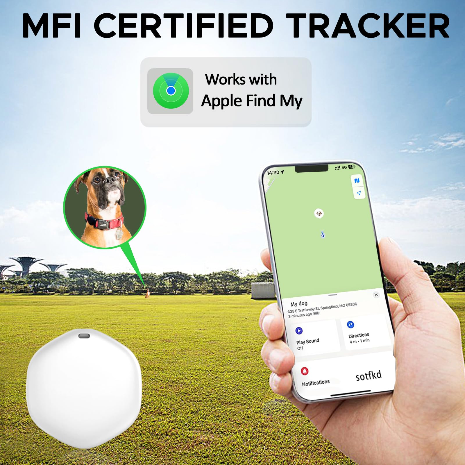 GPS Tracker for Dogs, Mini GPS Cat Tracker, Dog Tracking tag with Holder, No Monthly Fee,Work with Apple Find My(iOS Only),Dog Tracking Device,Anti-Lost,Finder Tag for Vehicles/Pets/Kids/Items (Blue) thumbnail 4