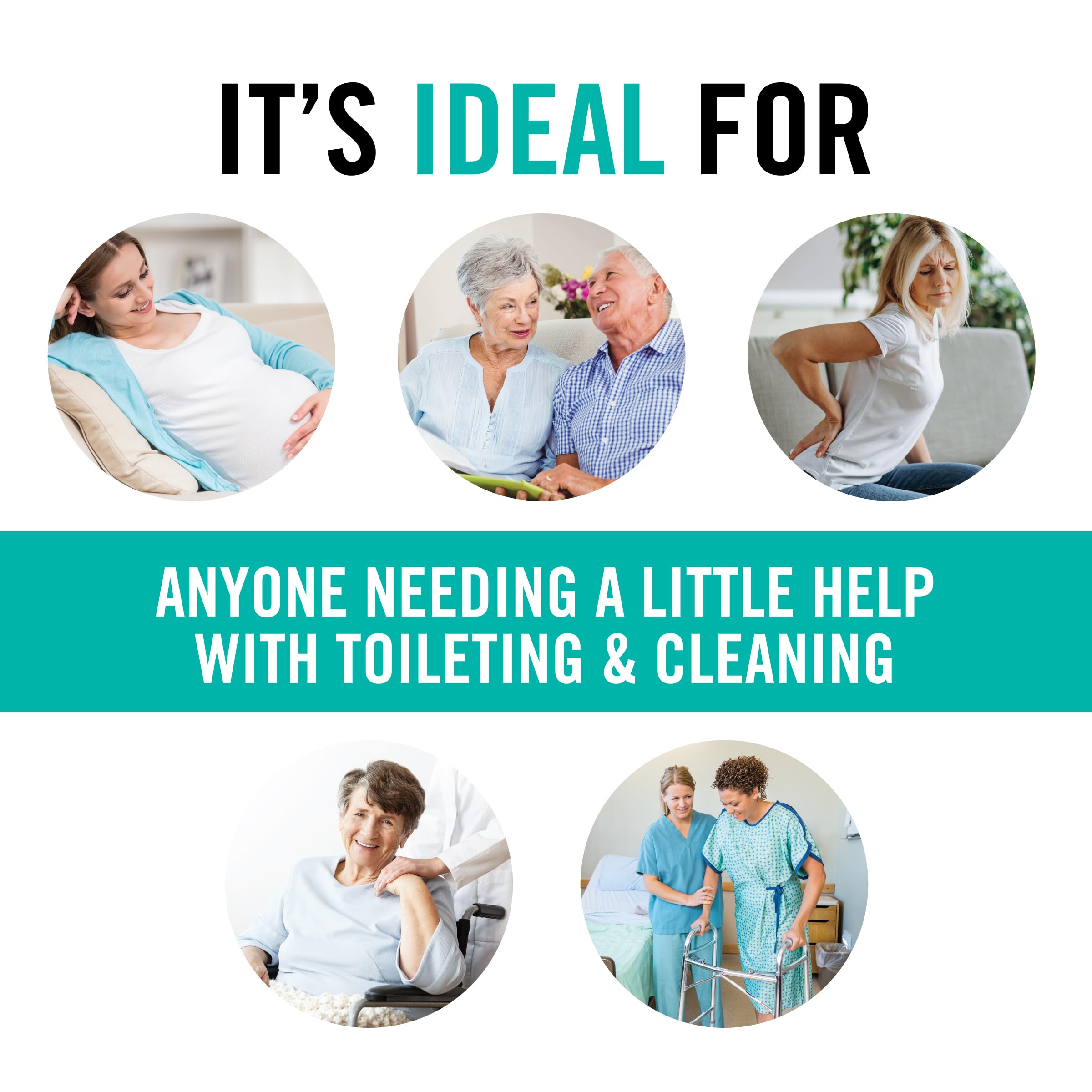 Juvo Toilet Aid - Personal Bottom Wiping Tool, Bathroom Mobility Aid for Disabled, Elderly, and Surgery Recovery - 18" long wand with hygienic cover thumbnail 3