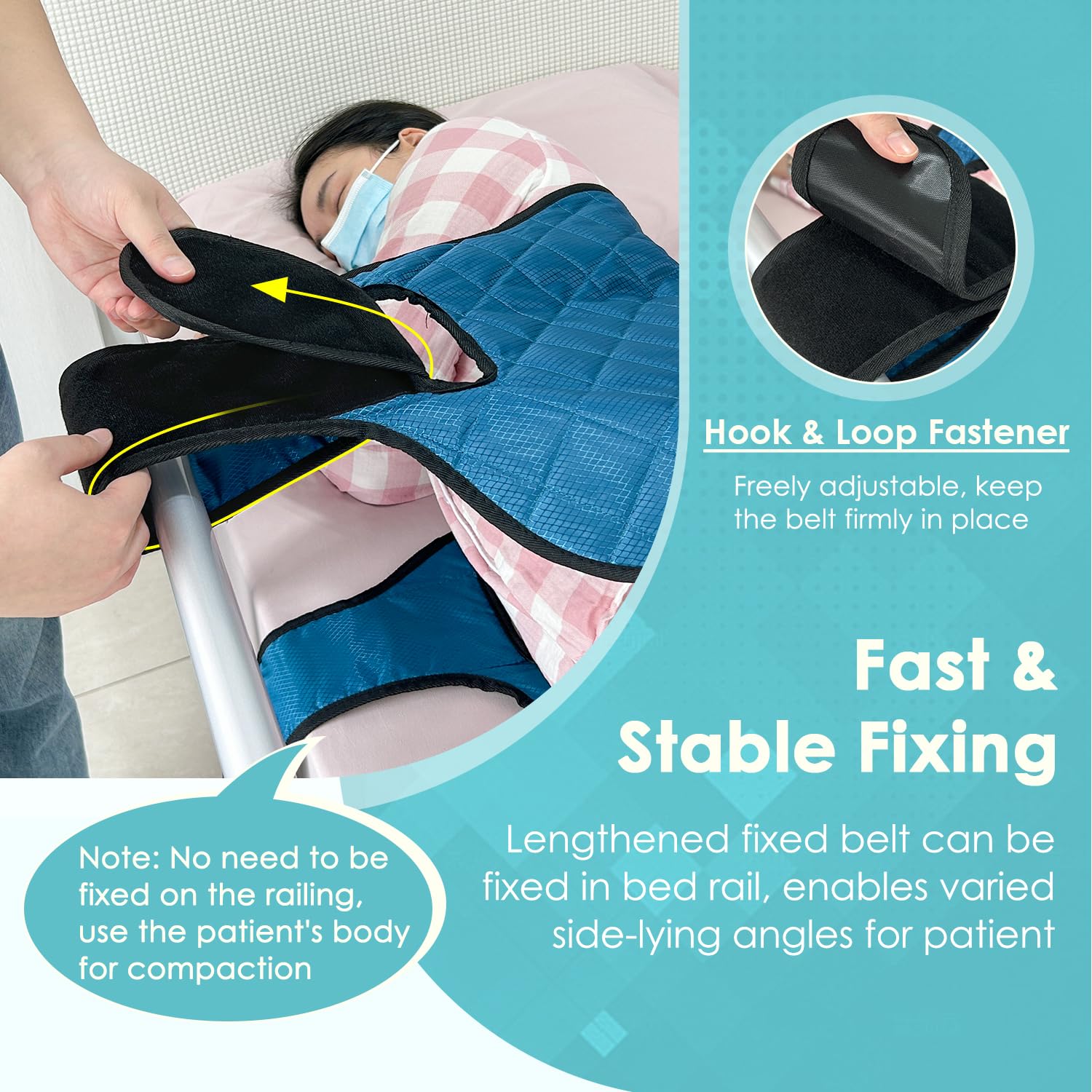 NEPPT Bedridden Patient Turning Device Belt for Bed Rails Elderly Adults Safety Bed Turner Straps to Change Diaper Transfer Sling Positioning Bed Pad with Handle Bed Sore Prevention Home Care (Blue) thumbnail 5