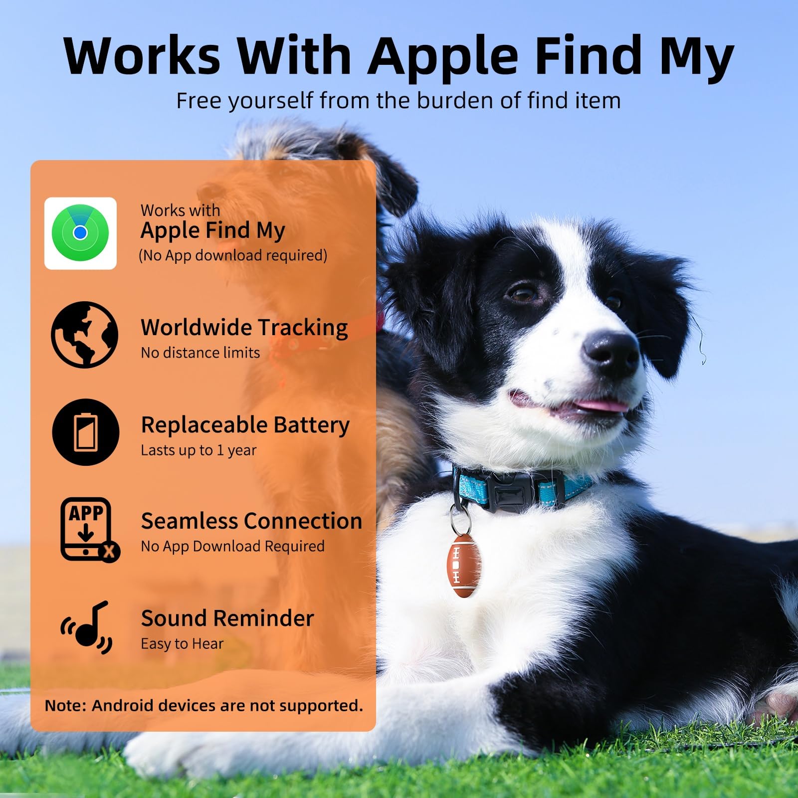 Qdan GPS Dog Tracker Collar: GPS Tracker for Dogs, Pet Location Tracker, Smart Item Finder, No Charging, No Monthly Fee, IP67 Waterproof, Dog Collar Attachment, Compatible for iOS Only thumbnail 3