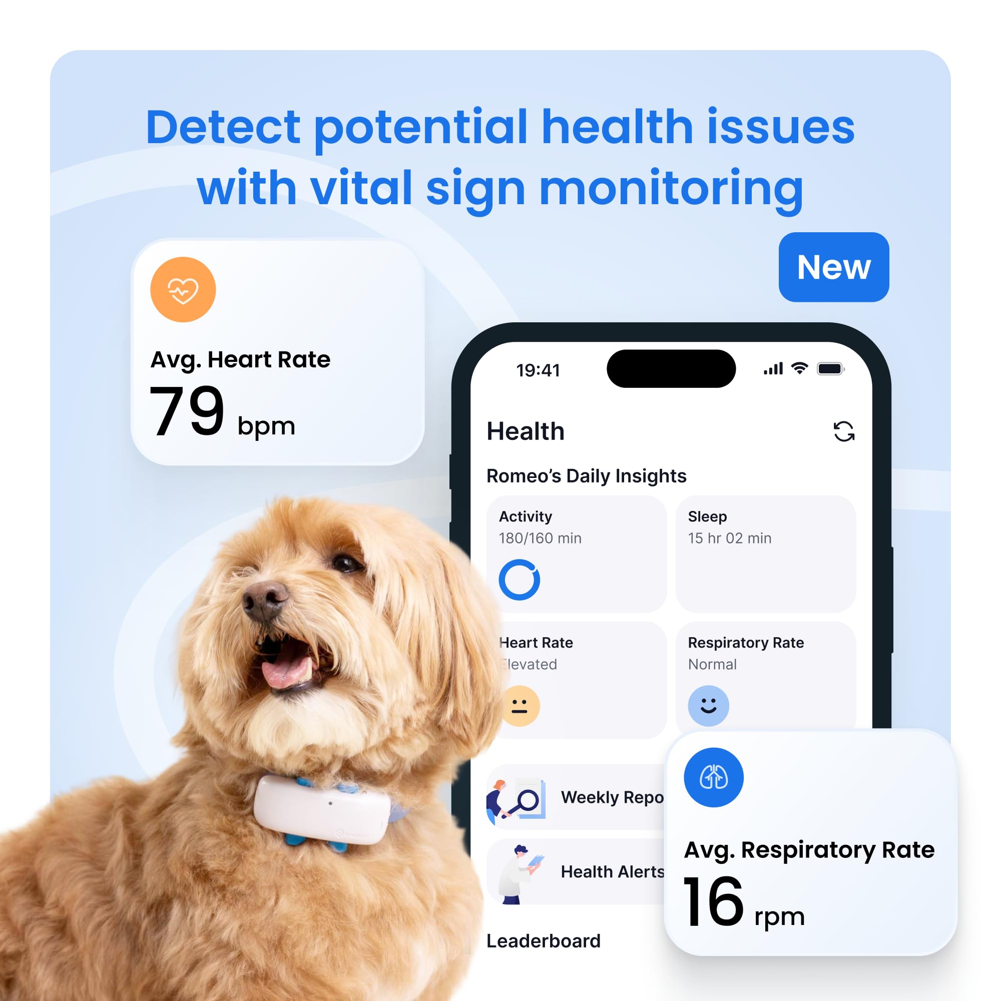 Tractive Smart Dog GPS Tracker | Live Pet Tracker with Virtual Fence | Vital Signs Monitoring of Heart &amp; Respiratory Rate | Dog Collar Attachment (White) thumbnail 4