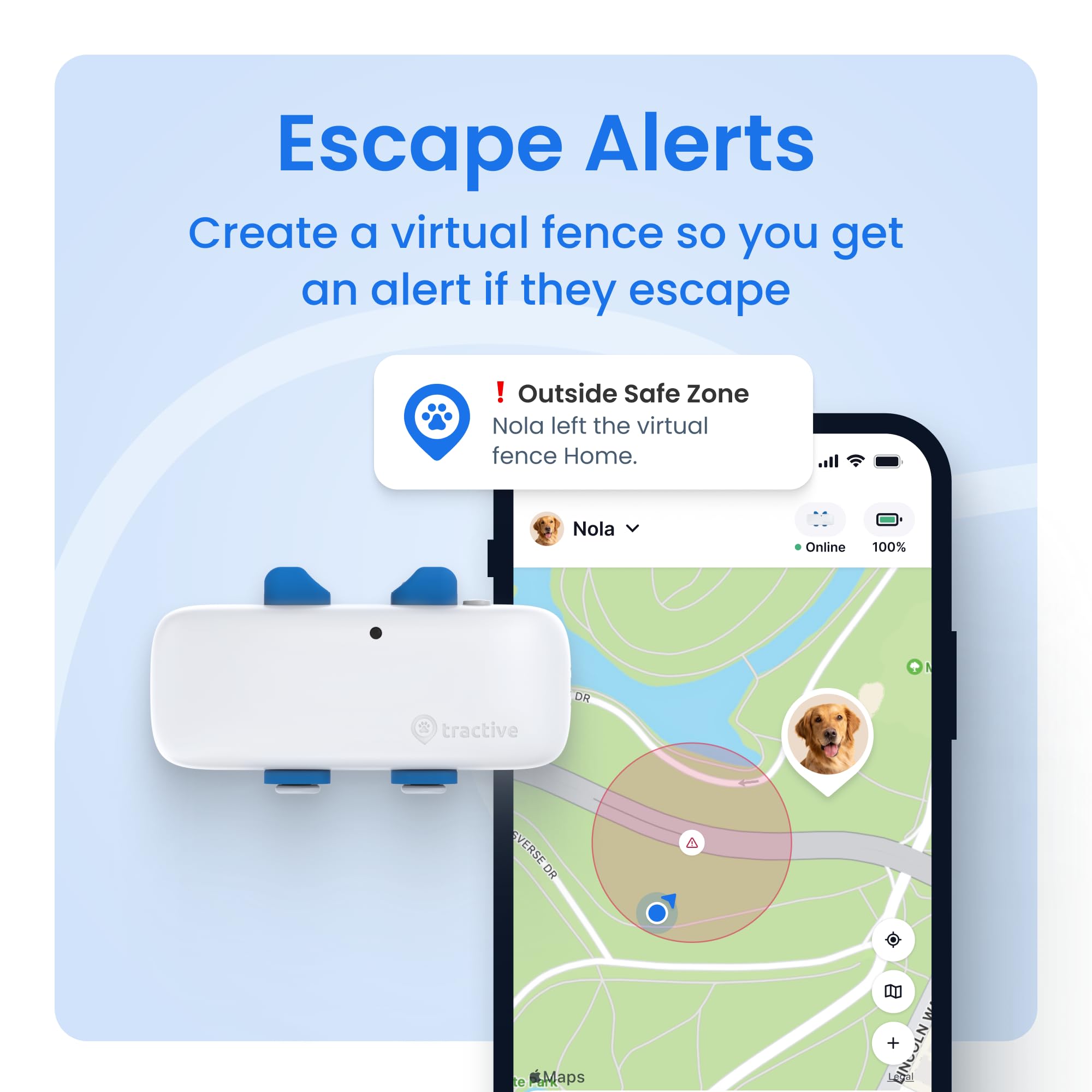 Tractive Smart Dog GPS Tracker | Live Pet Tracker with Virtual Fence | Vital Signs Monitoring of Heart &amp; Respiratory Rate | Dog Collar Attachment (White) thumbnail 3