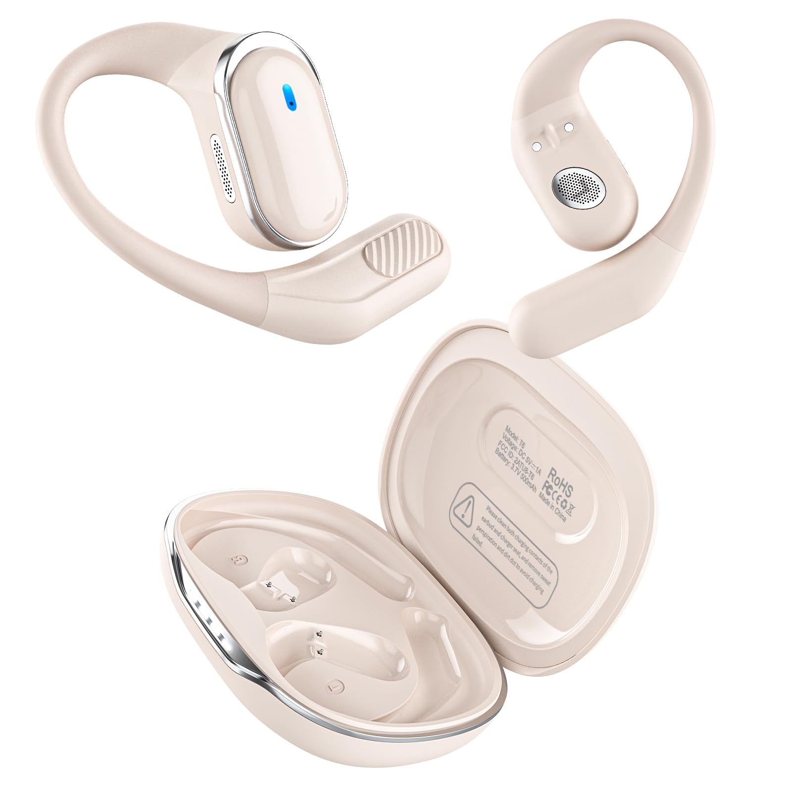 TRAUSI Open Ear Wireless Earbuds Bluetooth Headphones, 50Hrs Playtime Stereo Sound Earphones with IPX7 Waterproof Ear Buds for Fitness/Workouts/Travel thumbnail 2