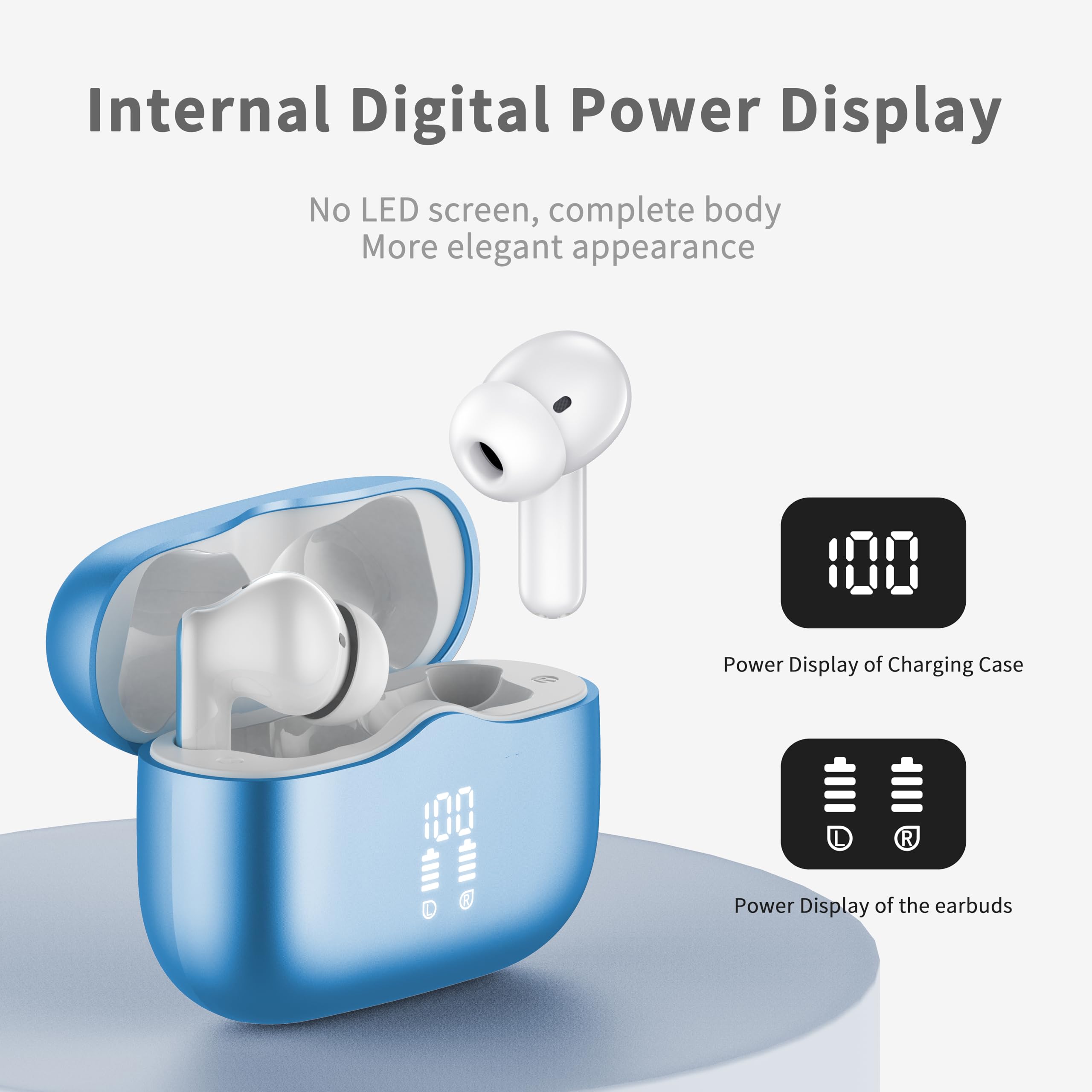 Wireless Earbuds, Bluetooth 5.4 Headphones in Ear with 4 ENC Noise Cancelling Mic, New Wireless Earphones HiFi Stereo Deep Bass 40H Playtime, In-Ear Bluetooth Earbuds LED Display IP7 Waterproof, USB-C thumbnail 5