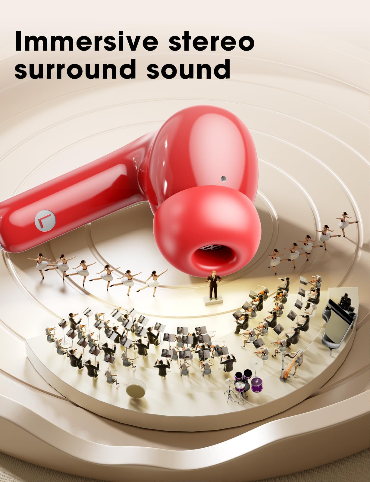 ZZU Wireless Earbuds, 2025 Ear Buds with Big Bass Stereo Sound, Lightweight Bluetooth Headphones with 48 Hours Playtime, in-Ear Fit Earphones, IPX7, Hands-Free Calls with AI for iPhone, Android, Pad thumbnail 2