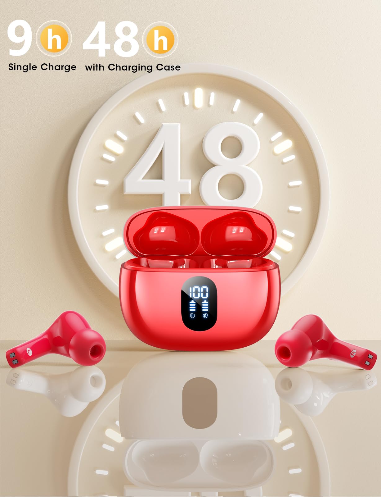 ZZU Wireless Earbuds, 2025 Ear Buds with Big Bass Stereo Sound, Lightweight Bluetooth Headphones with 48 Hours Playtime, in-Ear Fit Earphones, IPX7, Hands-Free Calls with AI for iPhone, Android, Pad thumbnail 3