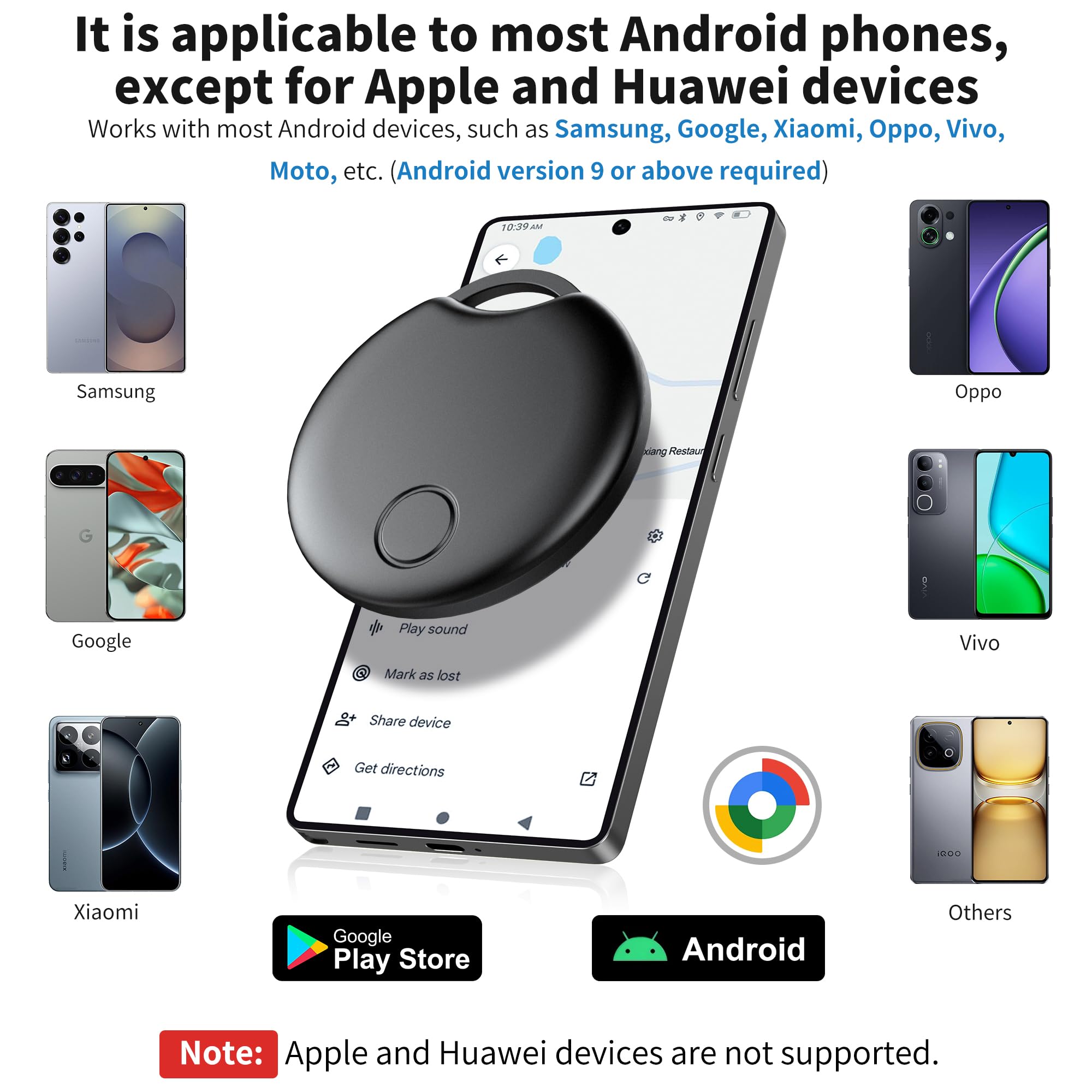 Air Tracker Tags-4 Pack for Android, Bluetooth Tracker Works with Google’s Find Hub | Android Only | Replaceable Battery | Water- Resistance | Item Finder for Luggage, Wallet, Dog, Key,Suitcases thumbnail 2