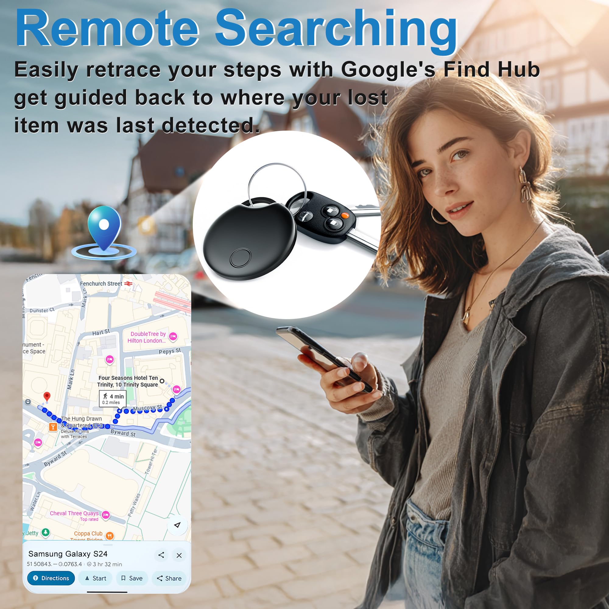 Air Tracker Tags-4 Pack for Android, Bluetooth Tracker Works with Google’s Find Hub | Android Only | Replaceable Battery | Water- Resistance | Item Finder for Luggage, Wallet, Dog, Key,Suitcases thumbnail 4