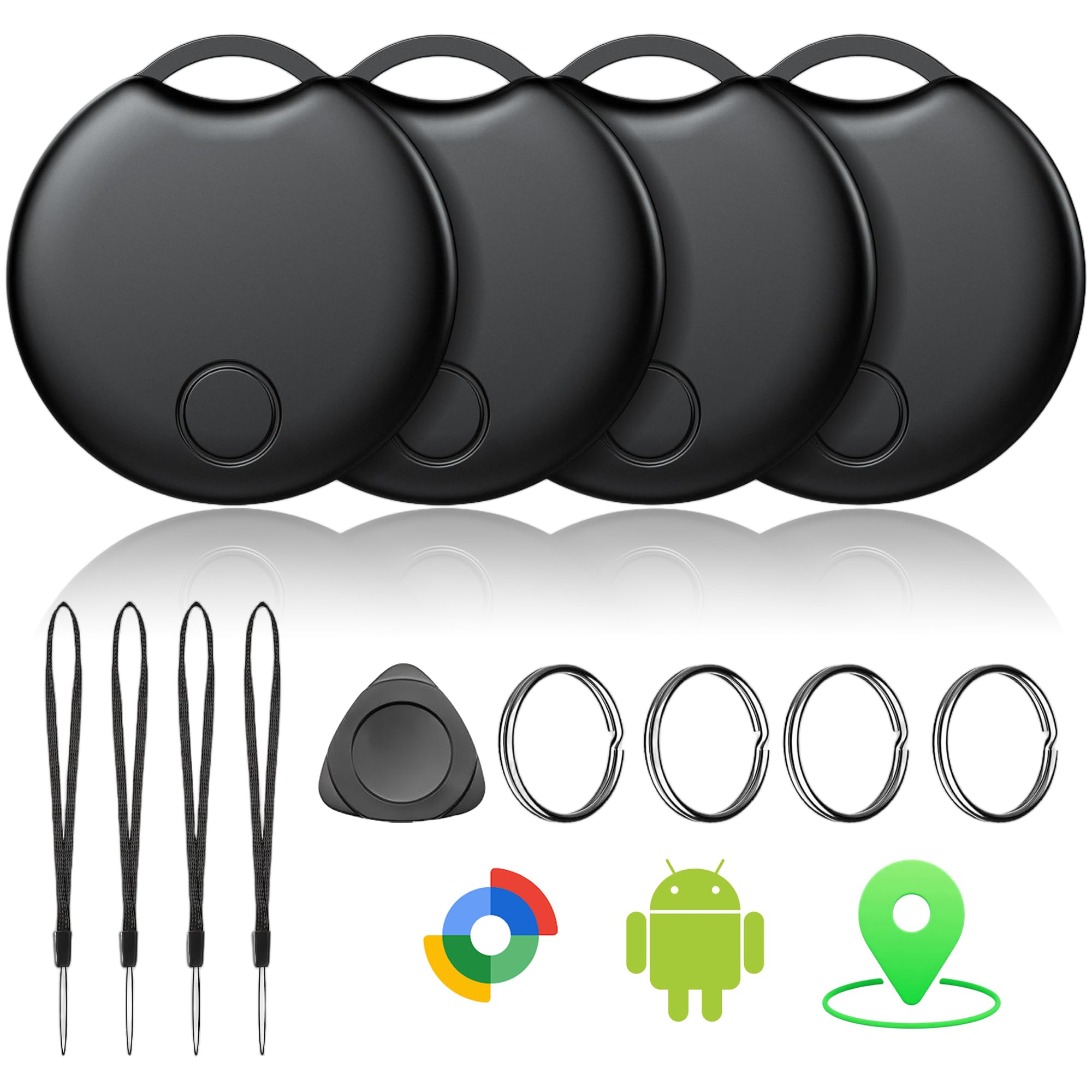 Air Tracker Tags-4 Pack for Android, Bluetooth Tracker Works with Google’s Find Hub | Android Only | Replaceable Battery | Water- Resistance | Item Finder for Luggage, Wallet, Dog, Key,Suitcases thumbnail 1