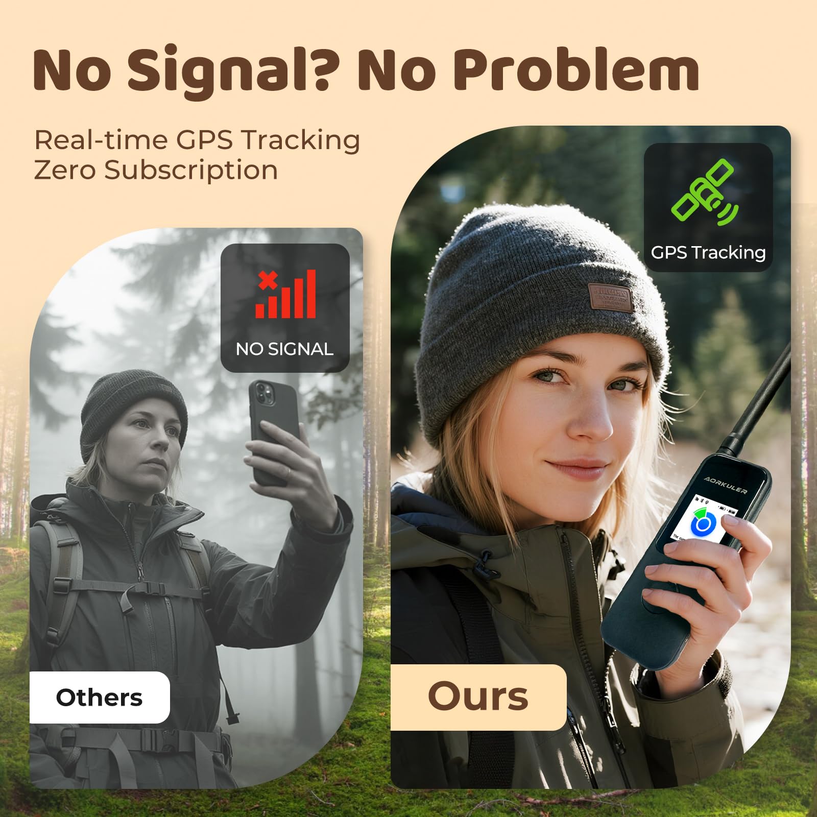 Aorkuler Outdoor GPS Dog Tracker for No-Signal Areas - Outdoor Pet Locator Finder Tracker, Real-Time Tracking for Hiking/Walking/Camping, Works in Remote Wilderness/Farms/Large Parks thumbnail 3