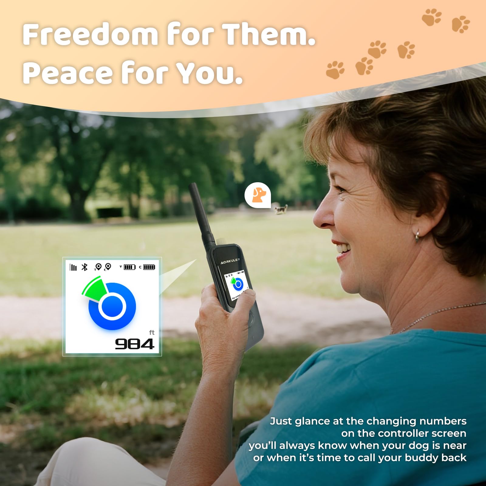 Aorkuler Outdoor GPS Dog Tracker for No-Signal Areas - Outdoor Pet Locator Finder Tracker, Real-Time Tracking for Hiking/Walking/Camping, Works in Remote Wilderness/Farms/Large Parks thumbnail 4