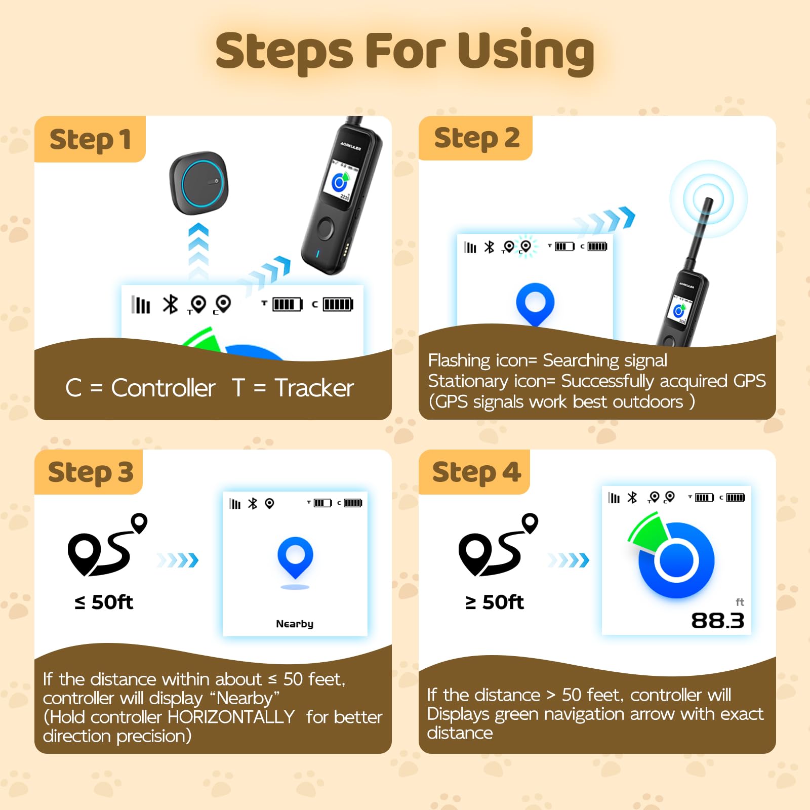 Aorkuler Outdoor GPS Dog Tracker for No-Signal Areas - Outdoor Pet Locator Finder Tracker, Real-Time Tracking for Hiking/Walking/Camping, Works in Remote Wilderness/Farms/Large Parks thumbnail 5