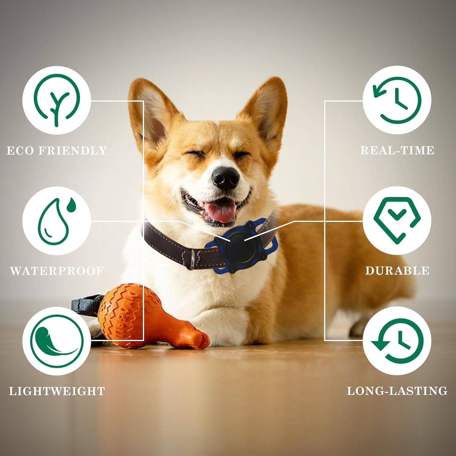 Dog Tracker, Pet Location Tracker with Collar Holder for Dogs, Item Finder MFi Certificated Tracking Device, No Monthly Fee, Works with iOS Find My (Black and Blue) thumbnail 4