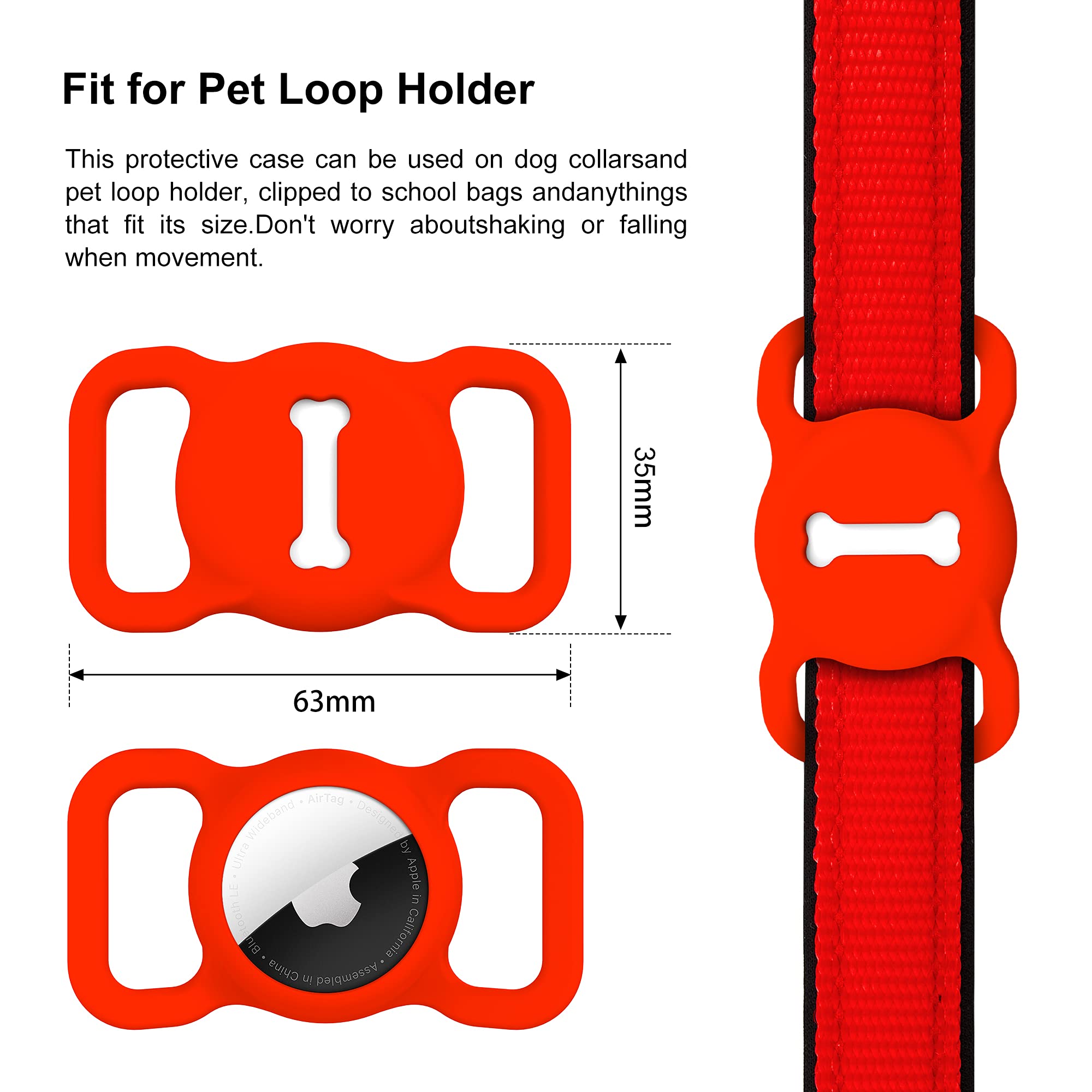 for Airtag Dog Collar Holder, Air Tag Protective Cat Airtag Dog Collar,Silicone AirTags GPS Tracking Accessories,Air Tags with Bone Pattern (1 Pack(Black)) thumbnail 2