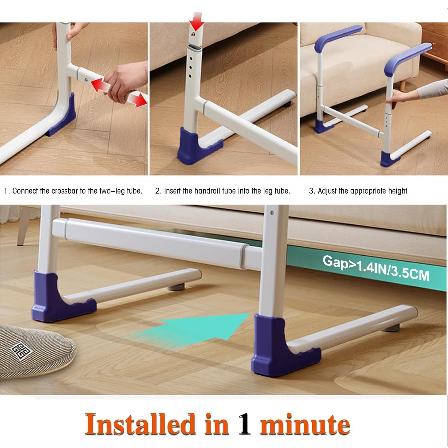 Glnnk Couch Stand Assist Aid for Elderly: Chair Sofa Lift Assis Devices for Seniors Sit to Stand - Height &amp; Width Adjustable Mobility Daily Living Aid Rail Assistance Handle thumbnail 3