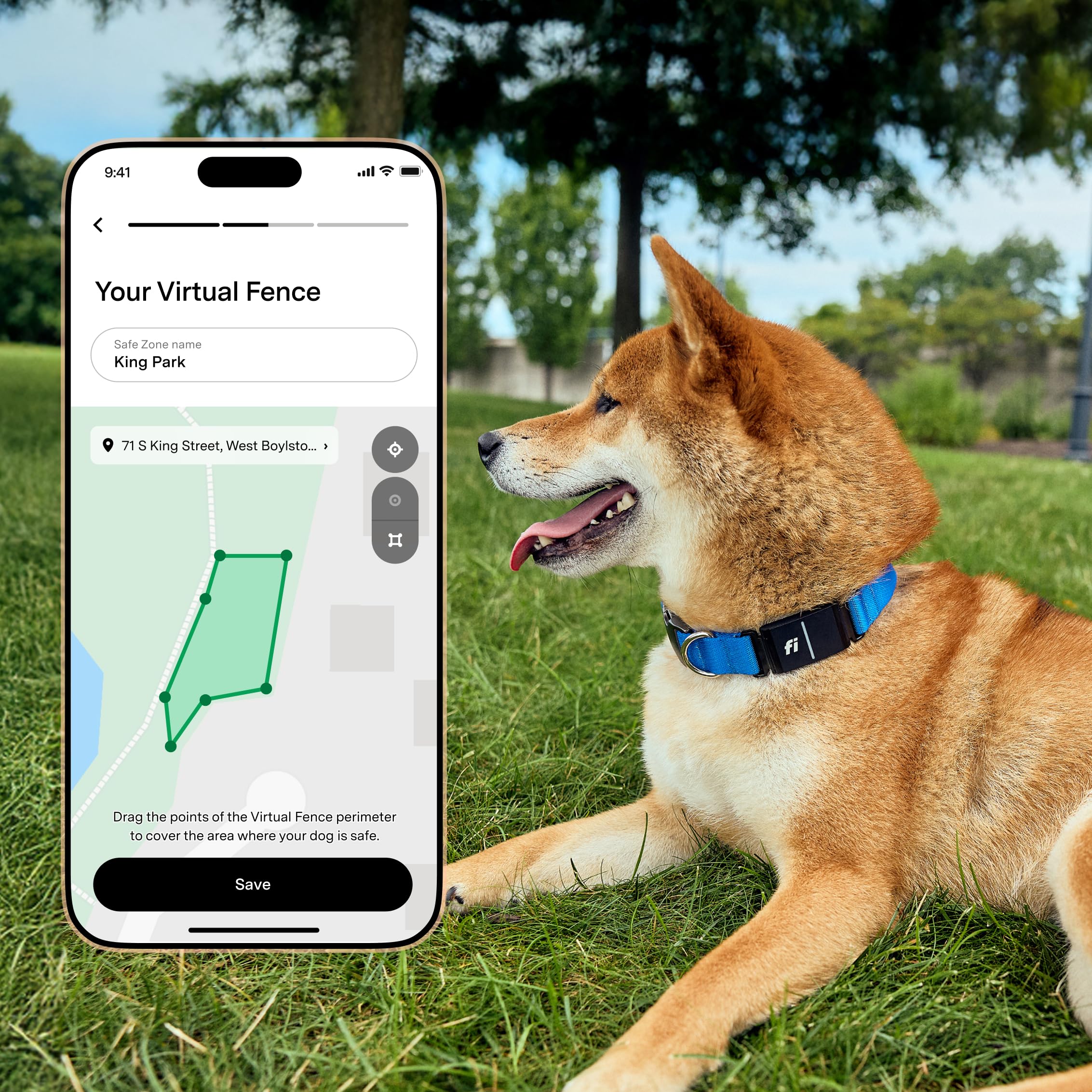 New Fi Series 3+ Smart Dog Tracker Collar – AI GPS for Dogs, Health &amp; Behavior Monitor, Virtual Fence, Escape Alerts, Waterproof, Apple Watch Compatible 12Mo Membership Included thumbnail 3