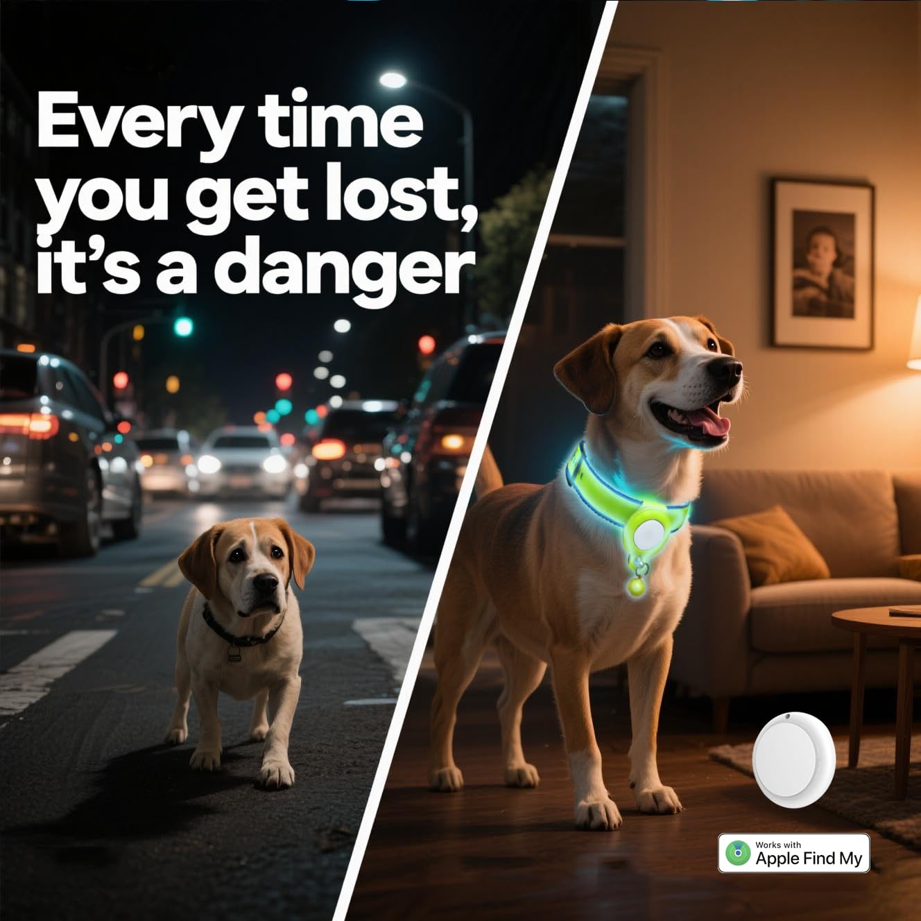 Pet Locator Collar with Find My App Support, 365-Day Battery Life, Green(L) thumbnail 3