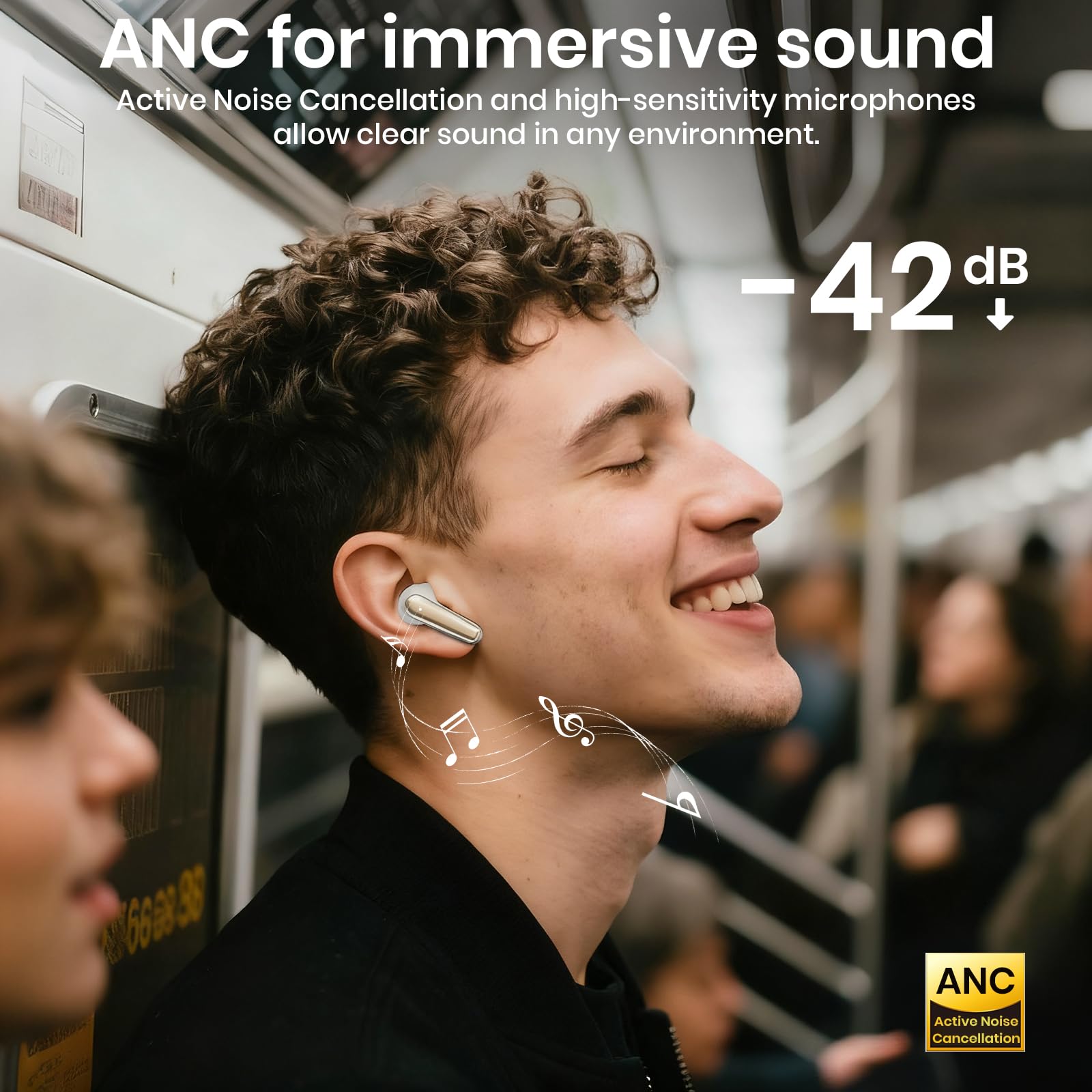 SIAWAG Wireless Earbuds Bluetooth 5.4 Light Weight in Ear Earphones 10mm Drivers with Powerful Bass IPX5 Waterproof Headphones 60H Long Playtime Bluetooth Headphones ANC ENC Noise Cancelling Khaki thumbnail 2