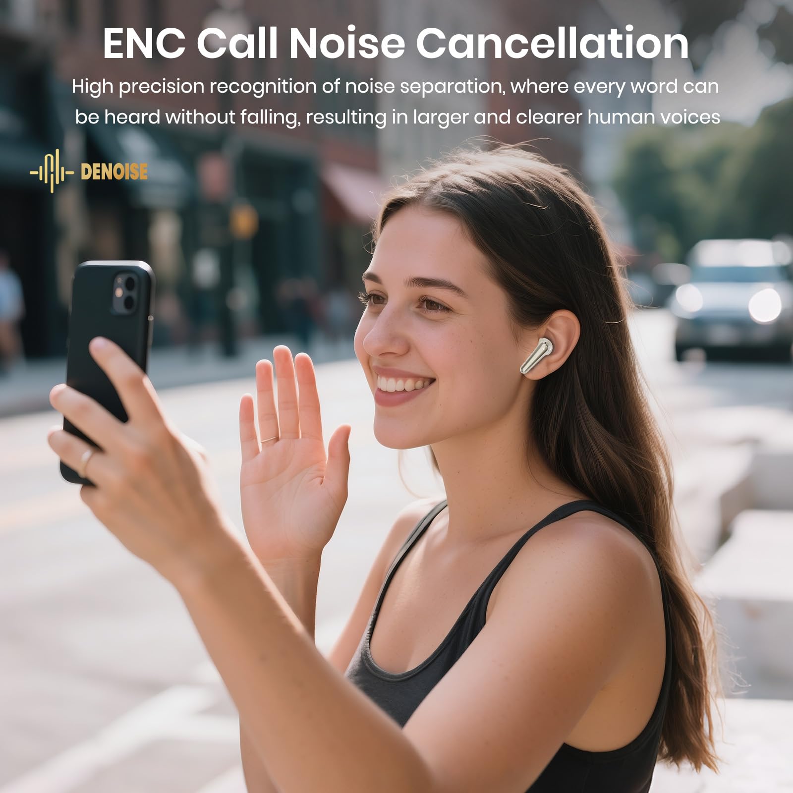 SIAWAG Wireless Earbuds Bluetooth 5.4 Light Weight in Ear Earphones 10mm Drivers with Powerful Bass IPX5 Waterproof Headphones 60H Long Playtime Bluetooth Headphones ANC ENC Noise Cancelling Khaki thumbnail 3