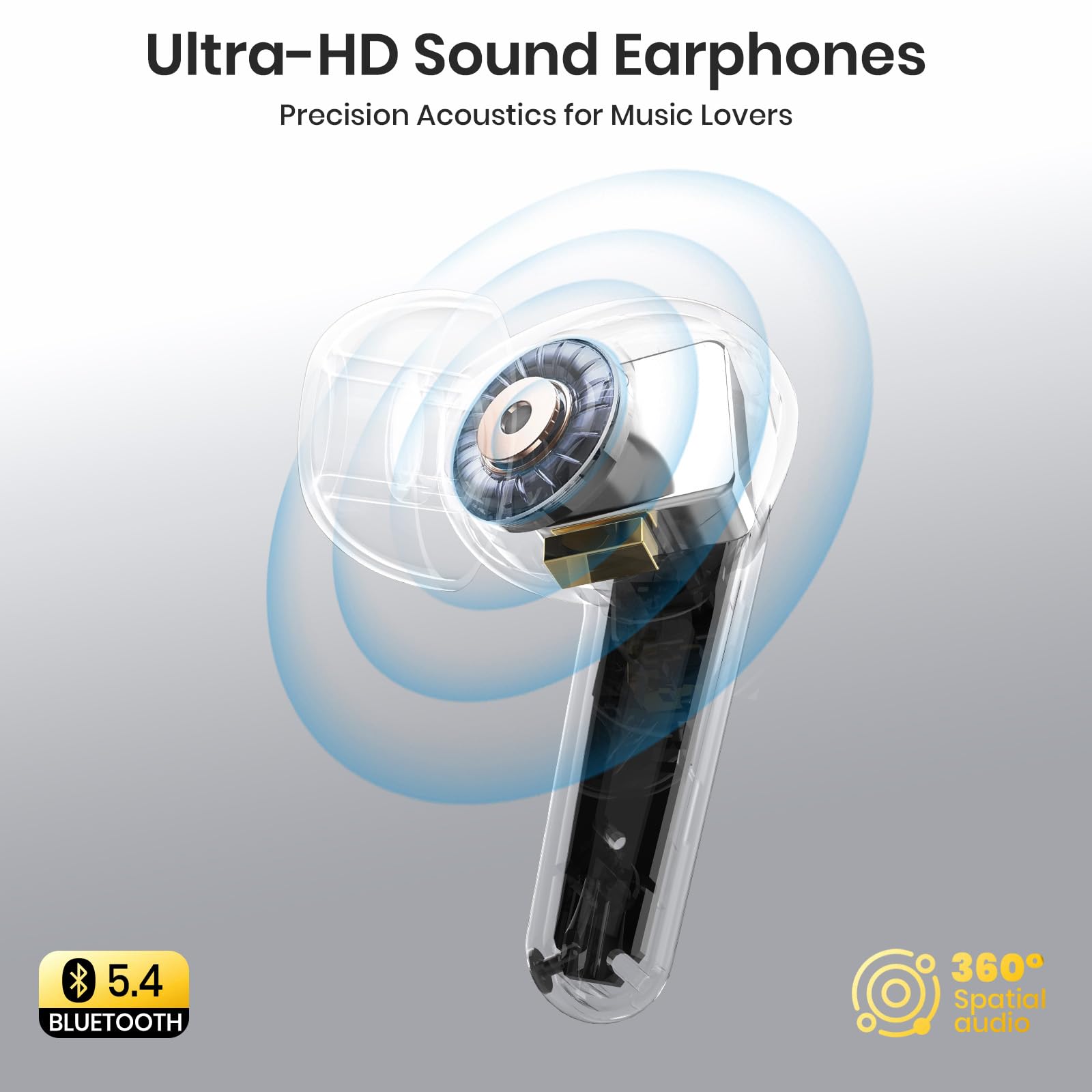 SIAWAG Wireless Earbuds Bluetooth 5.4 Light Weight in Ear Earphones 10mm Drivers with Powerful Bass IPX5 Waterproof Headphones 60H Long Playtime Bluetooth Headphones ANC ENC Noise Cancelling Khaki thumbnail 4