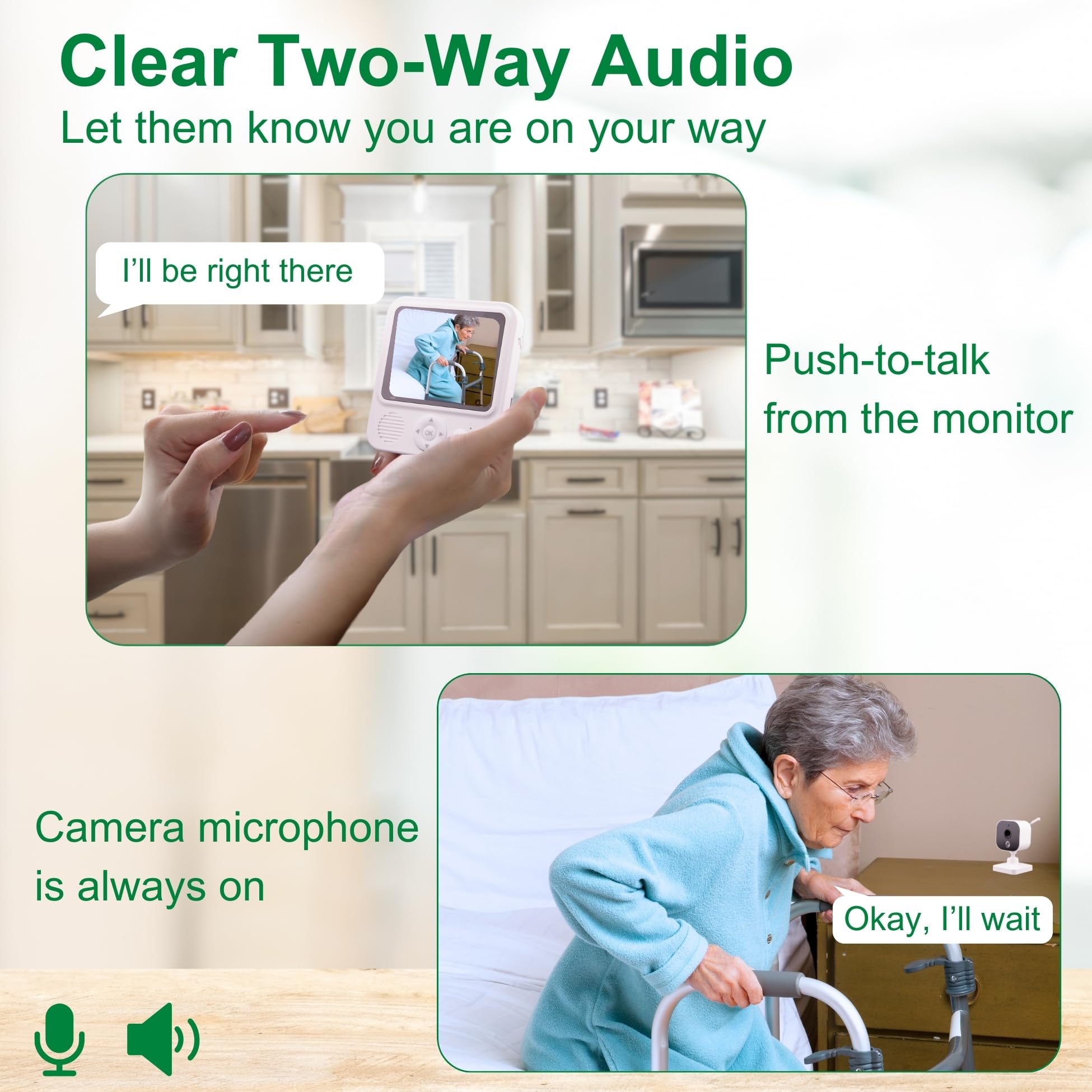 Smart Caregiver Video Monitor for Elderly Care and Caregivers, Portable, Rechargeable, Infrared Night Vision, Secure Connection, No WiFi thumbnail 3