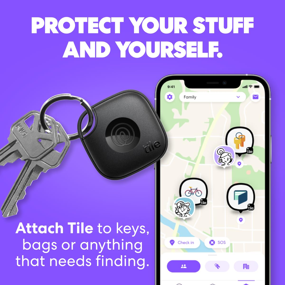 Tile by Life360 Mate - Bluetooth Tracker, Keys Finder and Item Locator for Keys, Bags and More. Phone Finder. Both iOS and Android Compatible. 1-Pack (Pink Punch) thumbnail 2