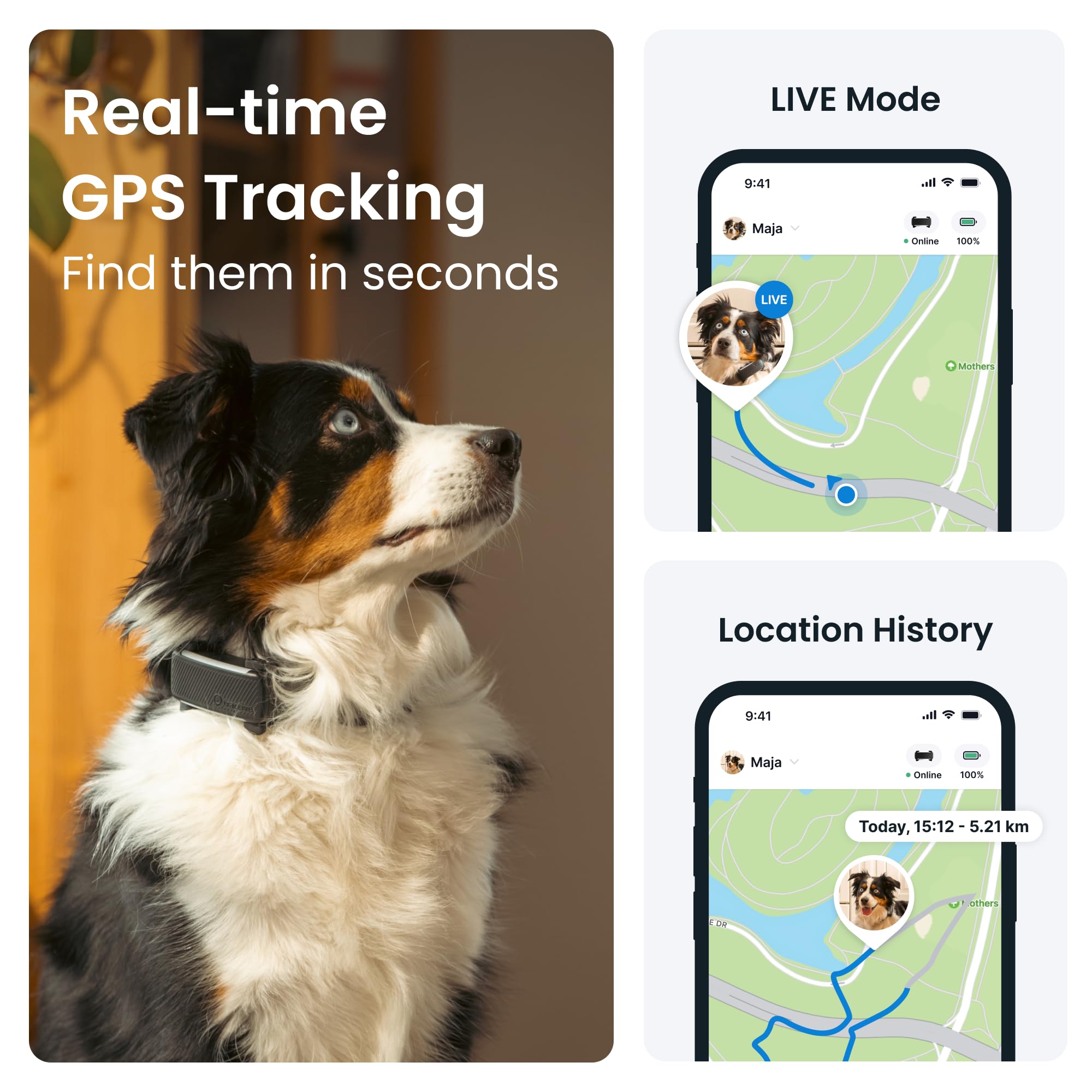 Tractive GPS Dog Tracker | Real-time Pet Location Tracker | Health &amp; Wellness Alerts | Virtual Fence for Dogs | Dog Collar Attachment (Dark Blue) thumbnail 2