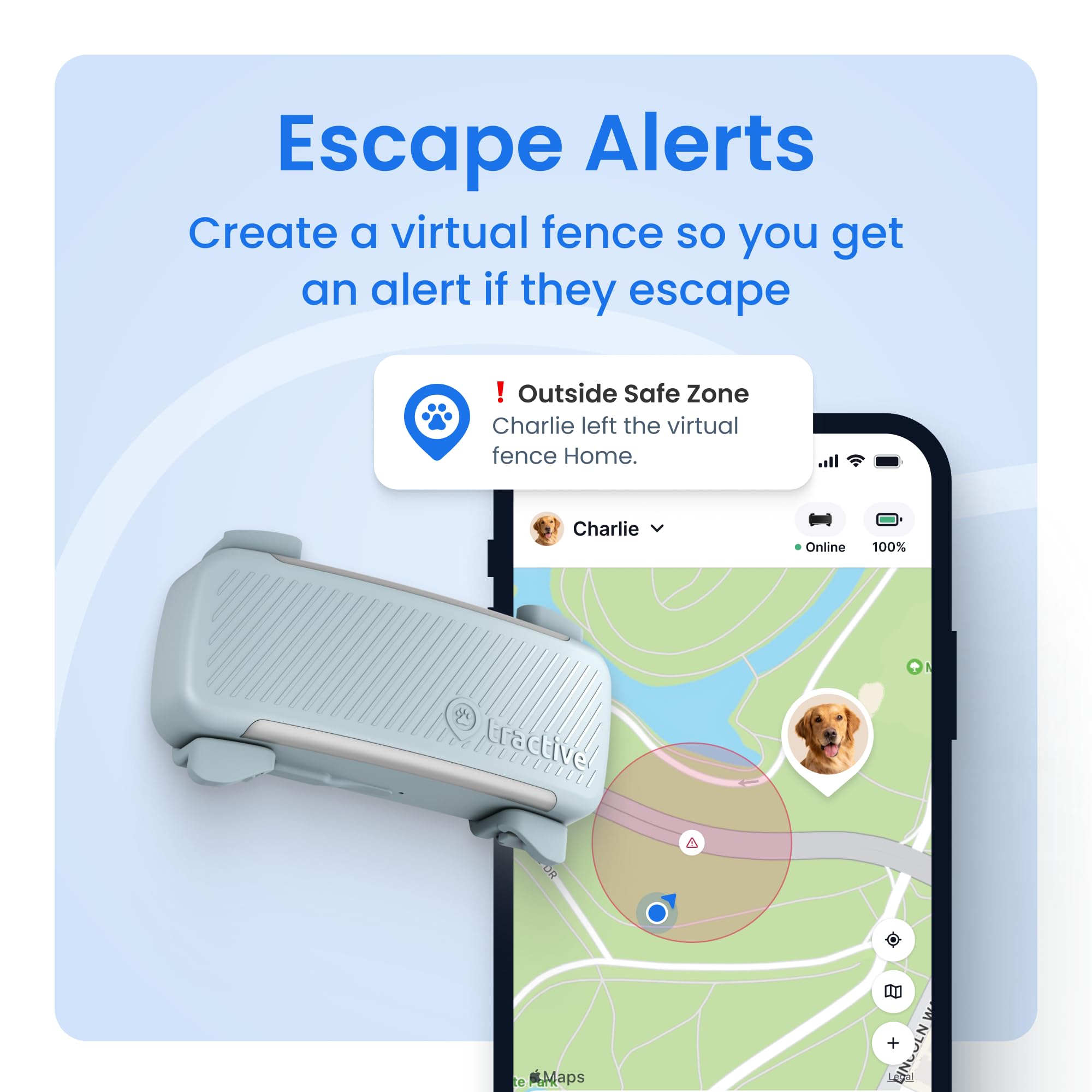 Tractive Smart Dog GPS Tracker | Live Pet Tracker with Virtual Fence | Vital Signs Monitoring of Heart &amp; Respiratory Rate | Bark Monitoring | Dog Collar Attachment (Mint) thumbnail 3