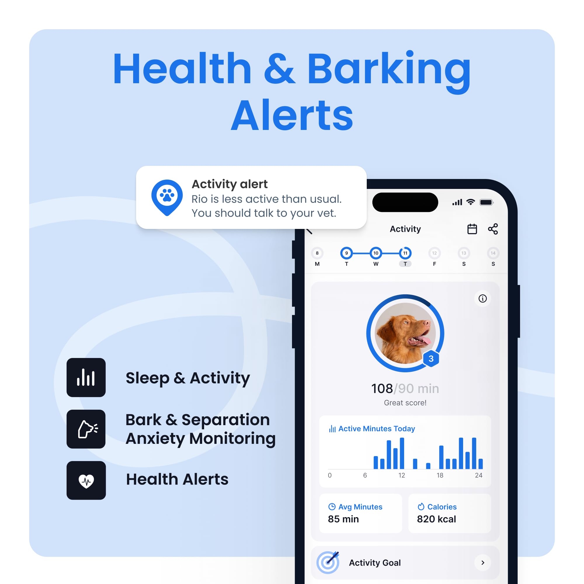 Tractive Smart Dog GPS Tracker | Live Pet Tracker with Virtual Fence | Vital Signs Monitoring of Heart &amp; Respiratory Rate | Bark Monitoring | Dog Collar Attachment (Mint) thumbnail 5