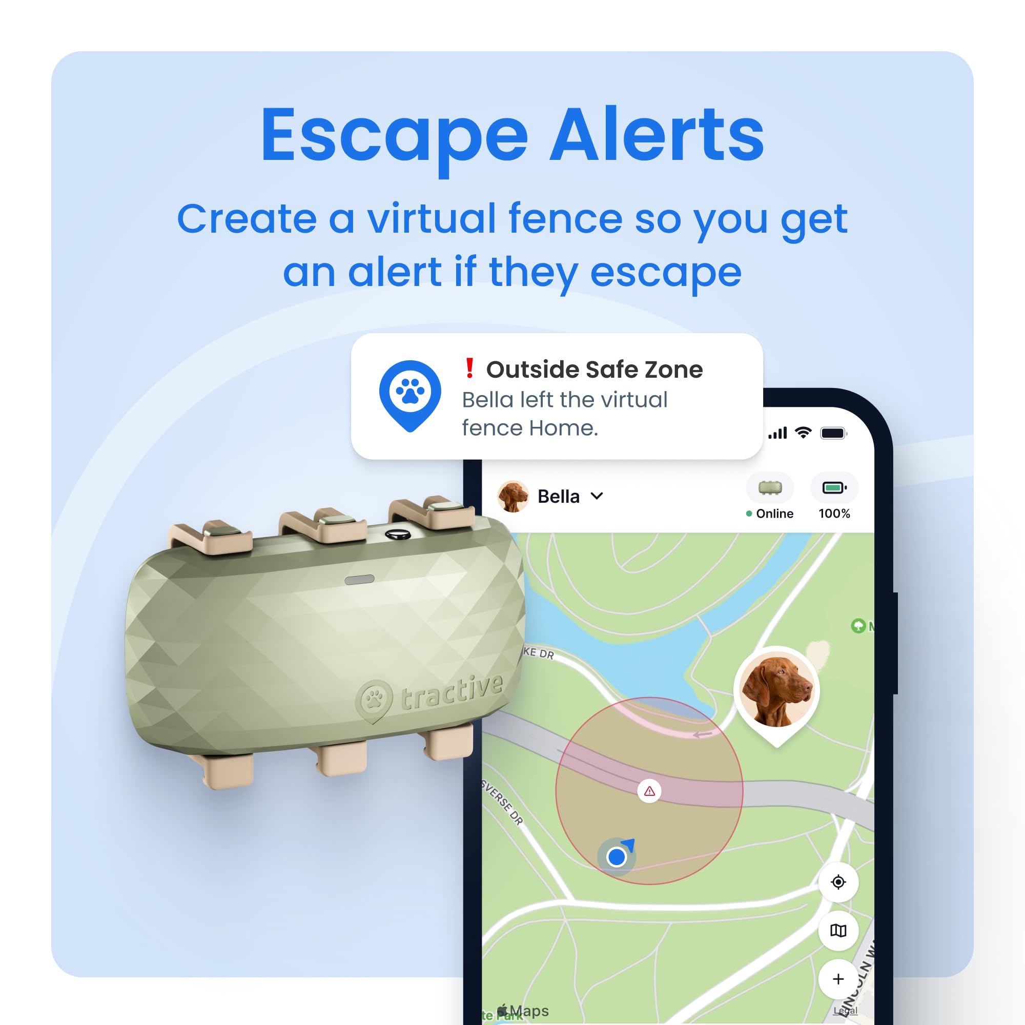 Tractive XL Smart Dog GPS Tracker | Live Pet Tracker with Virtual Fence | Vital Signs Monitoring of Heart &amp; Respiratory Rate | Up to 1-Month Battery Life | Dog Collar Attachment (Adventure Edition) thumbnail 3