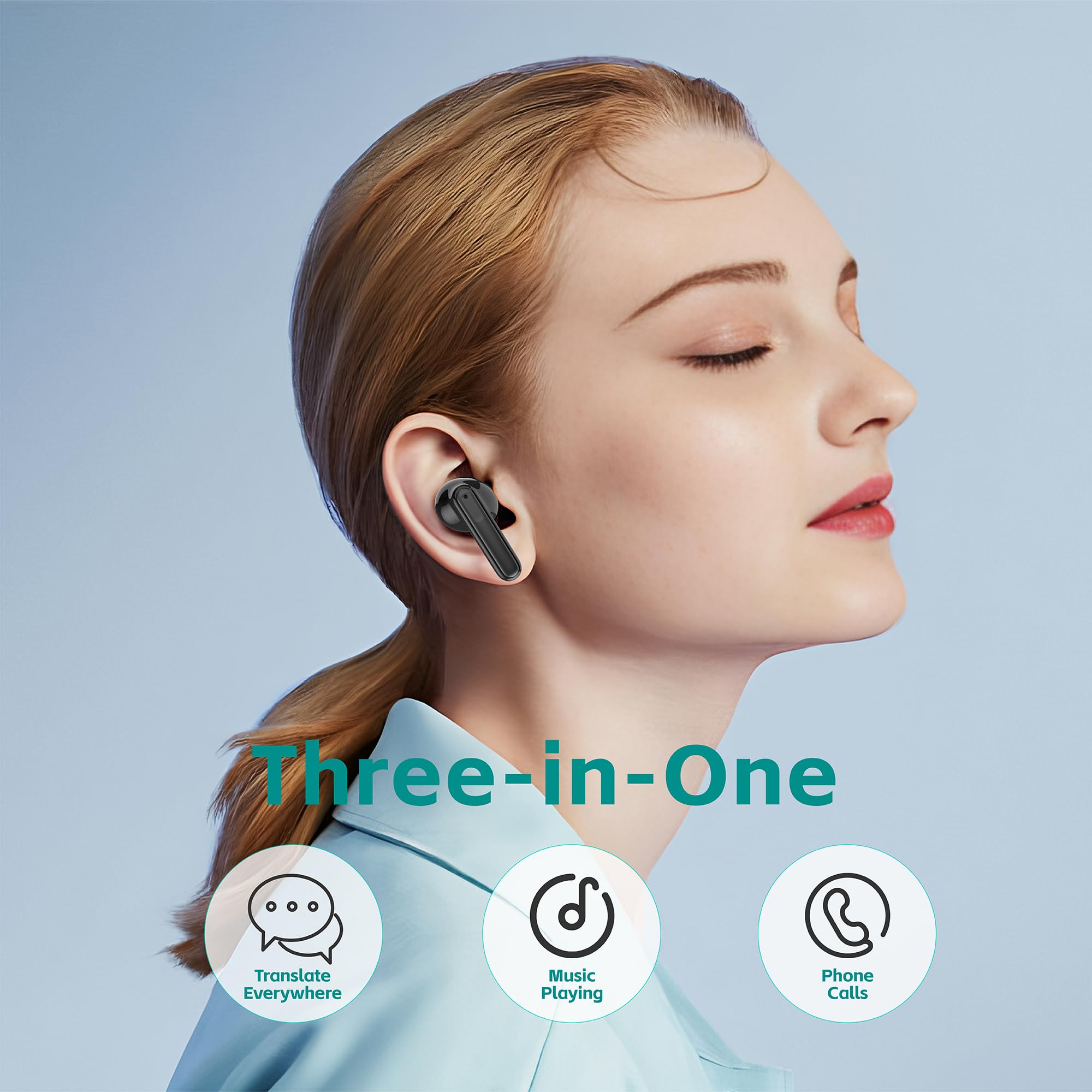 Translation Earbuds Real Time, Language Translation Earbuds, 3 in 1 Two-Way Translator Earbuds with 142 Languages Real Time for Travel/Business/Learning thumbnail 2