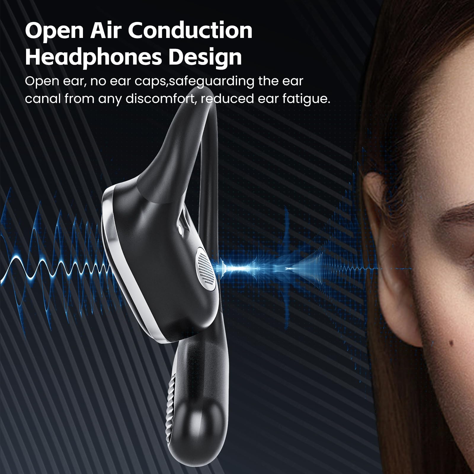 TRAUSI Open Ear Wireless Earbuds Bluetooth Headphones, 50Hrs Playtime Stereo Sound Earphones with IPX7 Waterproof Ear Buds for Fitness/Travel thumbnail 5