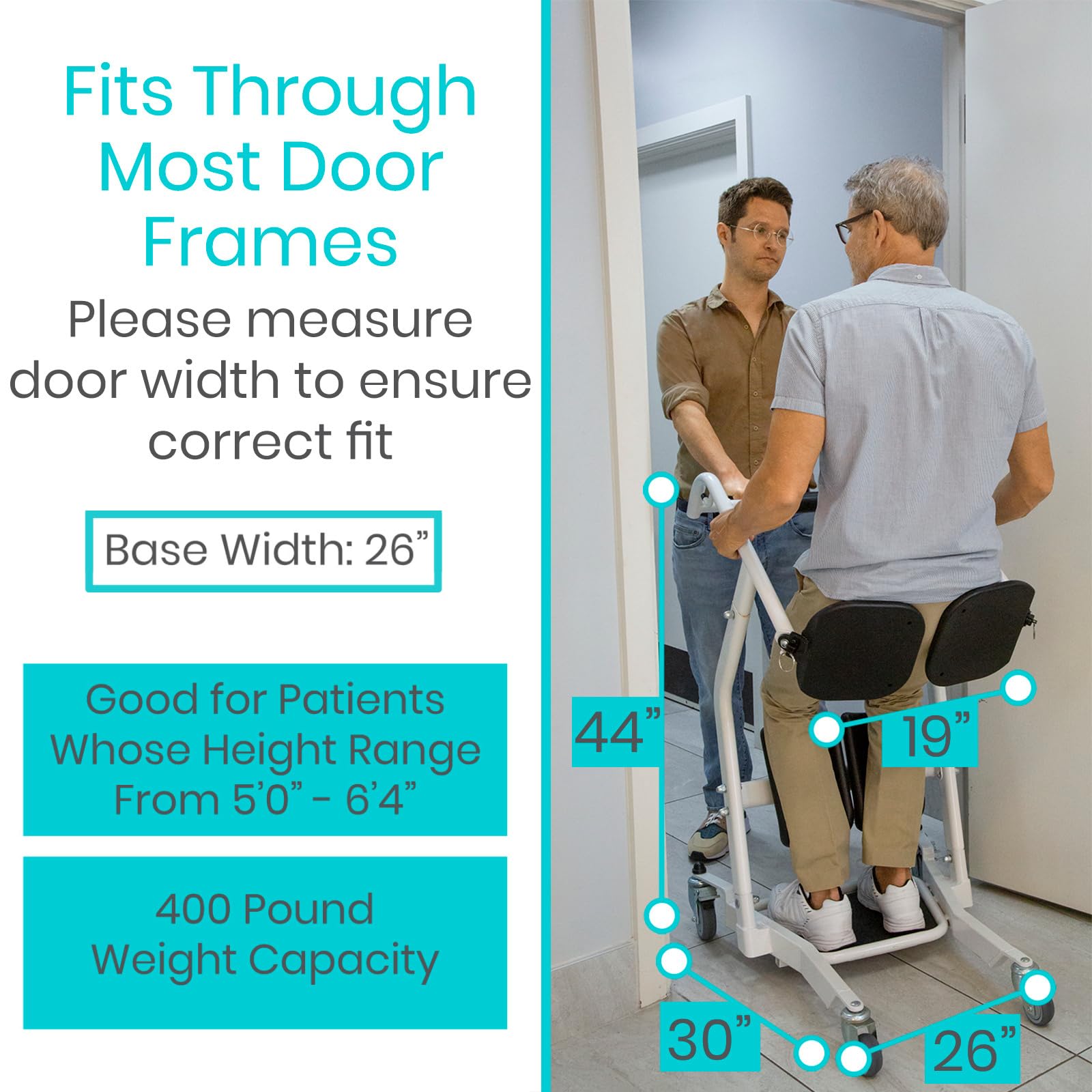 Vive Sit to Stand Lift &amp; Transfer Sling - Elderly Stand Assist Transport Unit Wheelchair Device for Home Care Use, Disability Aid Product for Adults (Sit to Stand Lift + Transfer Sling) thumbnail 5