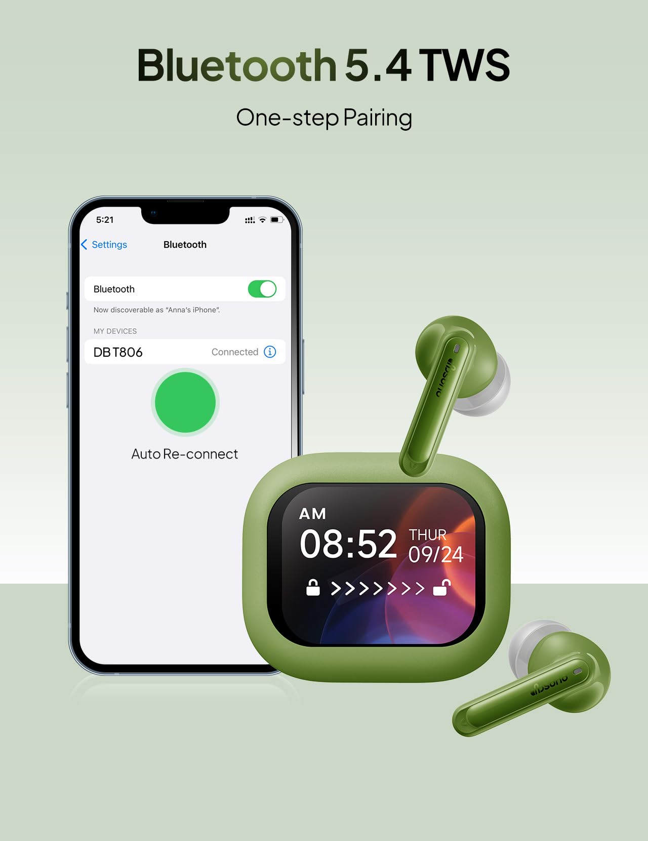 Wireless Bluetooth Earbuds: 5.4 TWS, 13mm Drivers Hi-Fi Deep Bass, 30H Playtime, Touchscreen Control, Mic for Calls, IPX5 Water-Resistant, White Elephant Stocking Stuffers for Men/Women/Adults, Black thumbnail 4