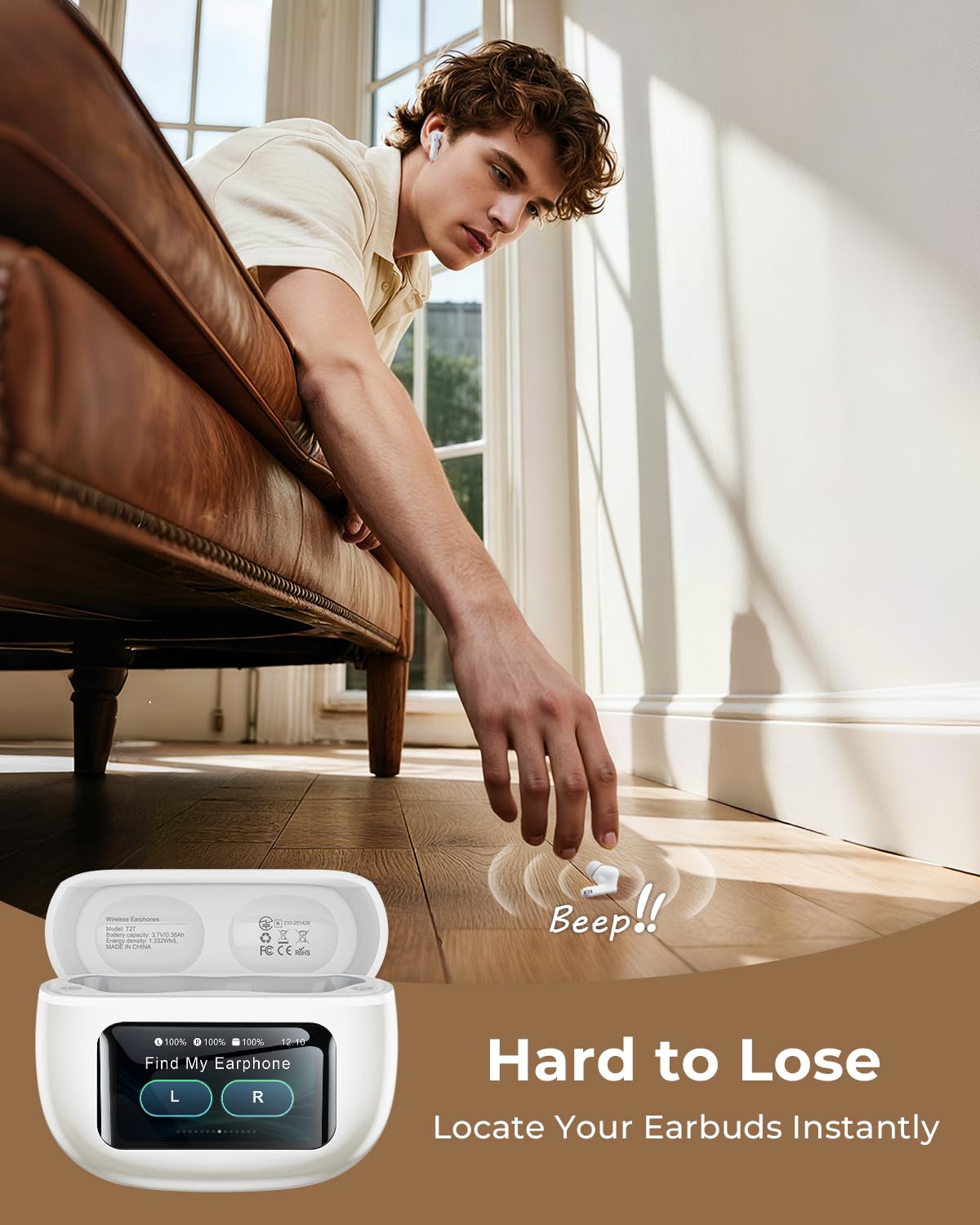 Wireless Earbuds, Ear Buds Active Noise Cancelling with Charging Case, 6.0 Bluetooth Earbuds with AI Clear Calls, 40H Playtime for Sports &amp; Working, Stereo Sound Headphones for iPhone/Android/iPad thumbnail 4