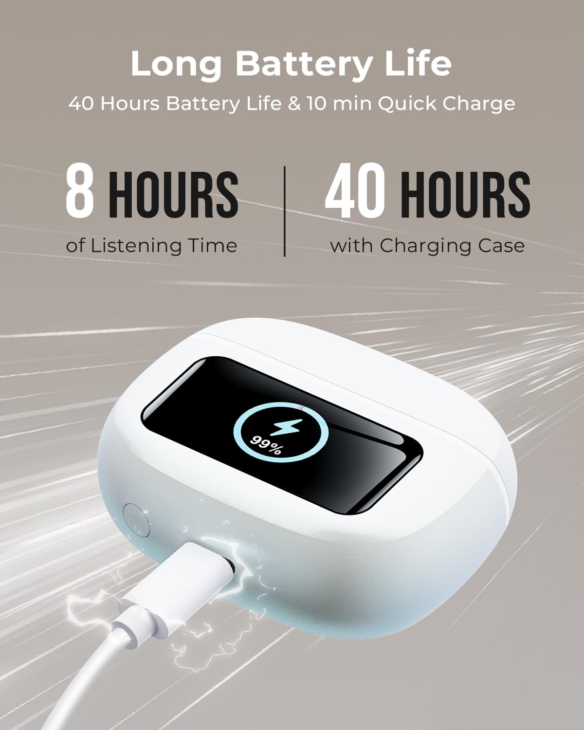 Wireless Earbuds, Ear Buds Active Noise Cancelling with Charging Case, 6.0 Bluetooth Earbuds with AI Clear Calls, 40H Playtime for Sports &amp; Working, Stereo Sound Headphones for iPhone/Android/iPad thumbnail 5