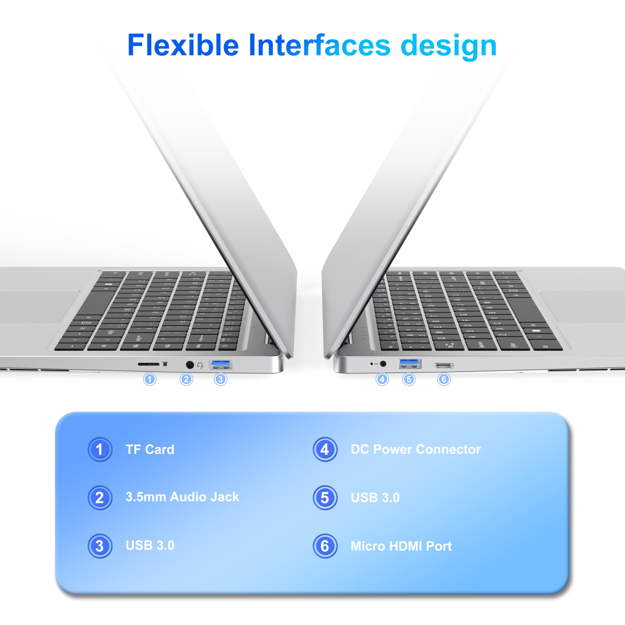 14 inch Laptop Dual-Core Cerelon N4000 6GB RAM 128GB SSD Portable Laptop thumbnail 4