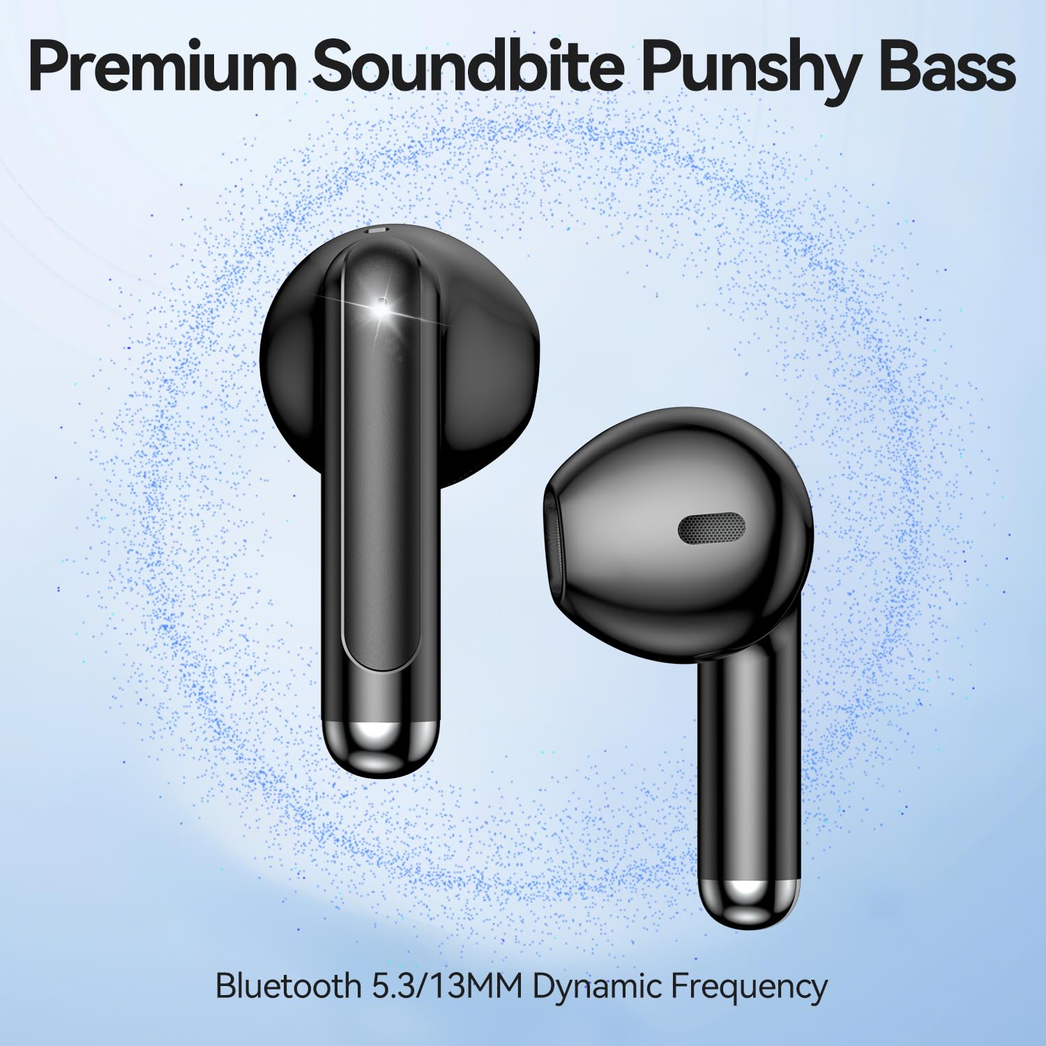 BHNYBWUL Wireless Earbuds, 2025 Bluetooth 5.3 Headphones HiFi Stereo 50H Playback Ear Buds with Led Digital Display, ENC Noise Cancelling Earbuds for Laptop Computer, iOS, Android, Black thumbnail 2