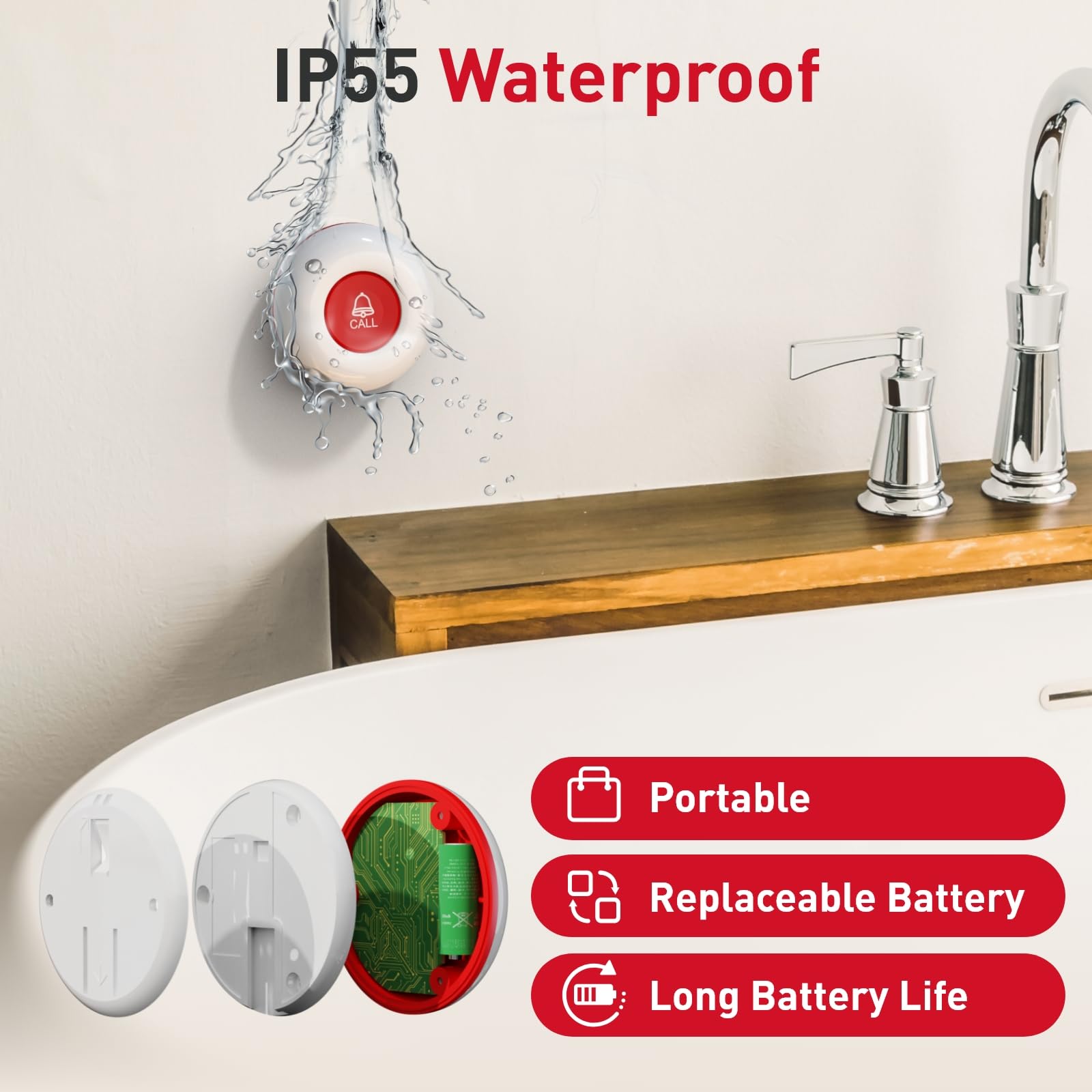 CallToU Wireless Caregiver Pager Smart Monitoring System Alert Buttons Hand Call Bell for Elderly Seniors Patients Nurse Disabled thumbnail 5