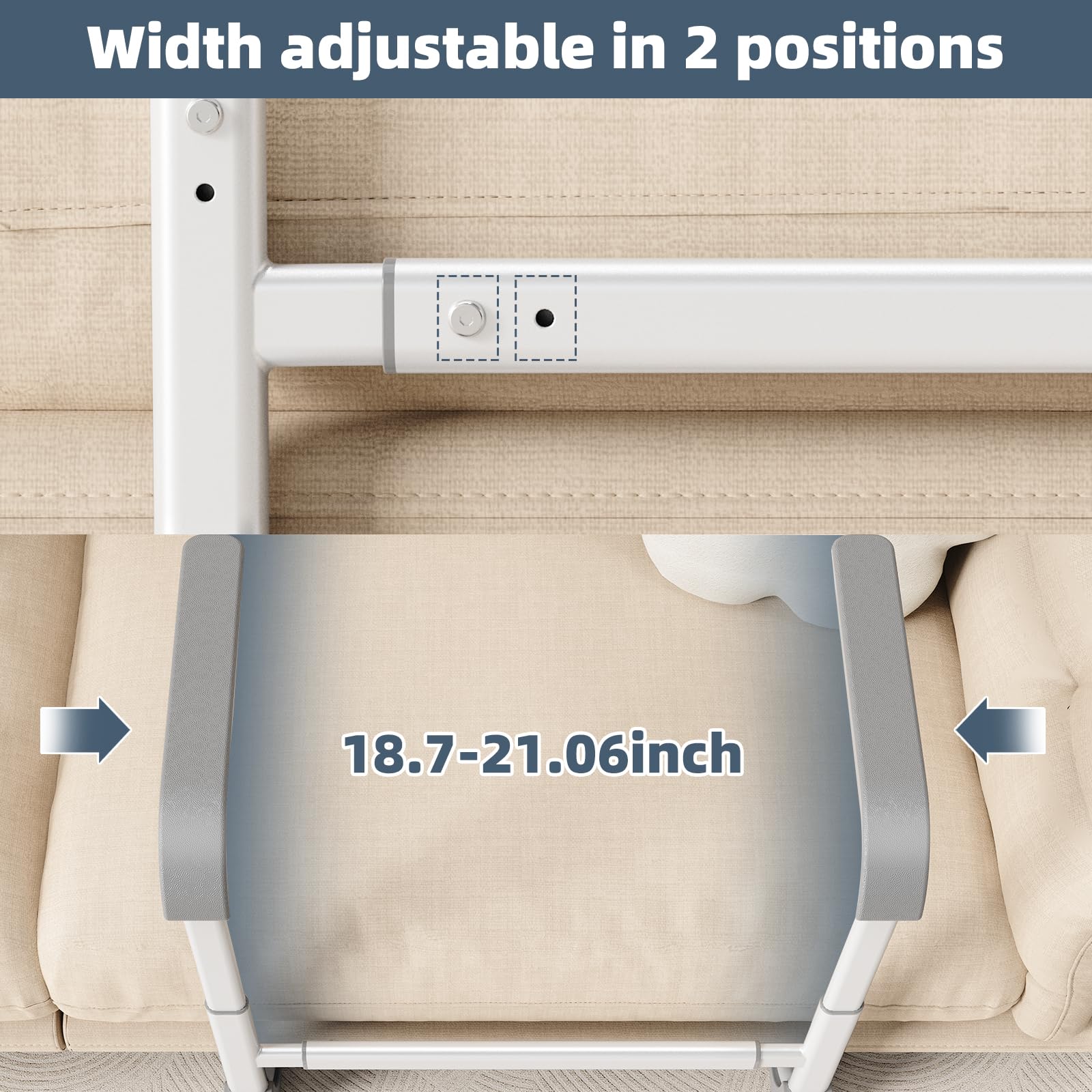 Couch Stand Assist Aid for Elderly, Height and Width Adjustable Chair Sofa Lift Assis Devices for Seniors Sit to Stand Mobility Daily Living Aid Rail Assistance Handle, 450 lbs Capacity (White) thumbnail 5