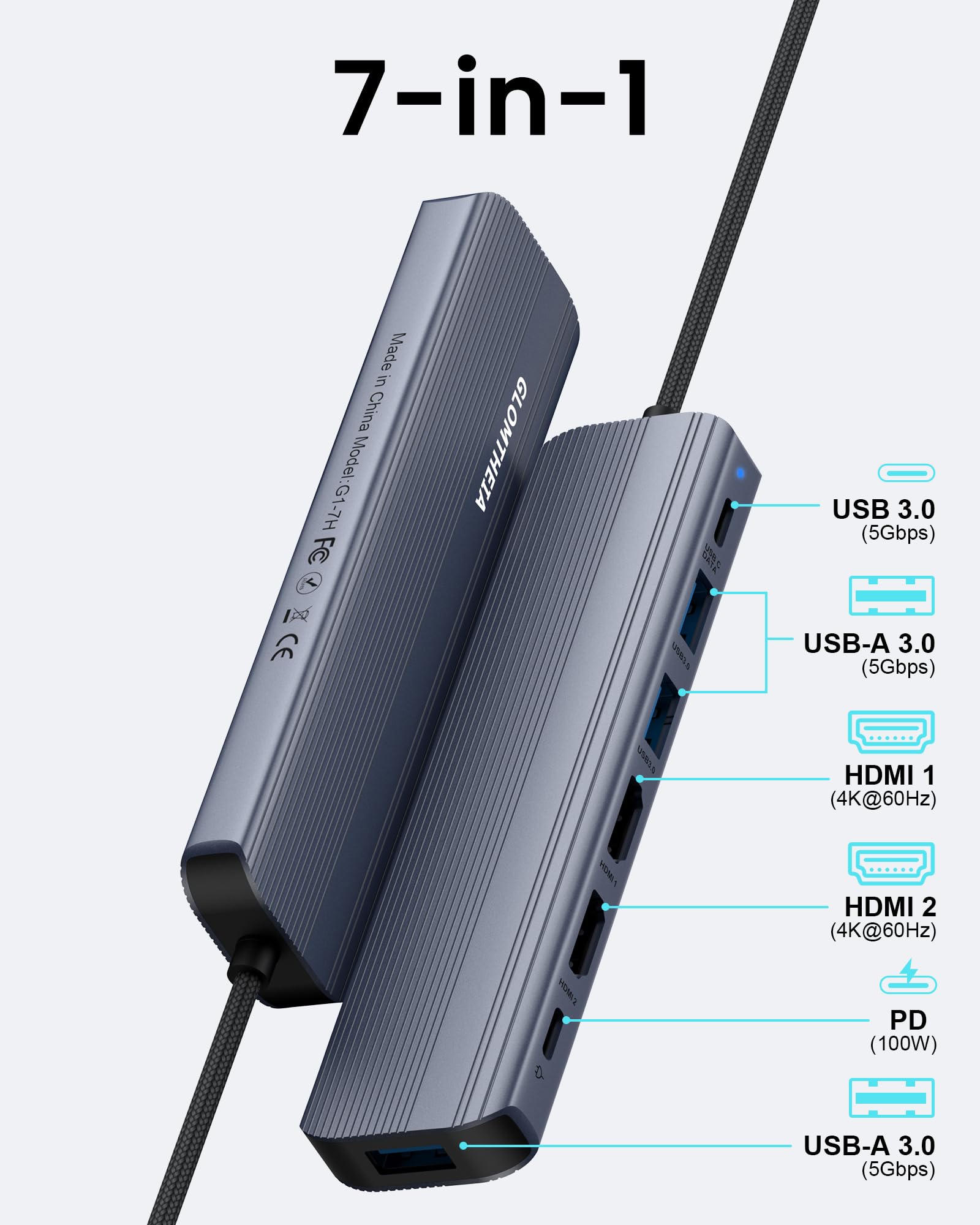 Glomtheia USB C Hub Docking Station Dual Monitor thumbnail 2