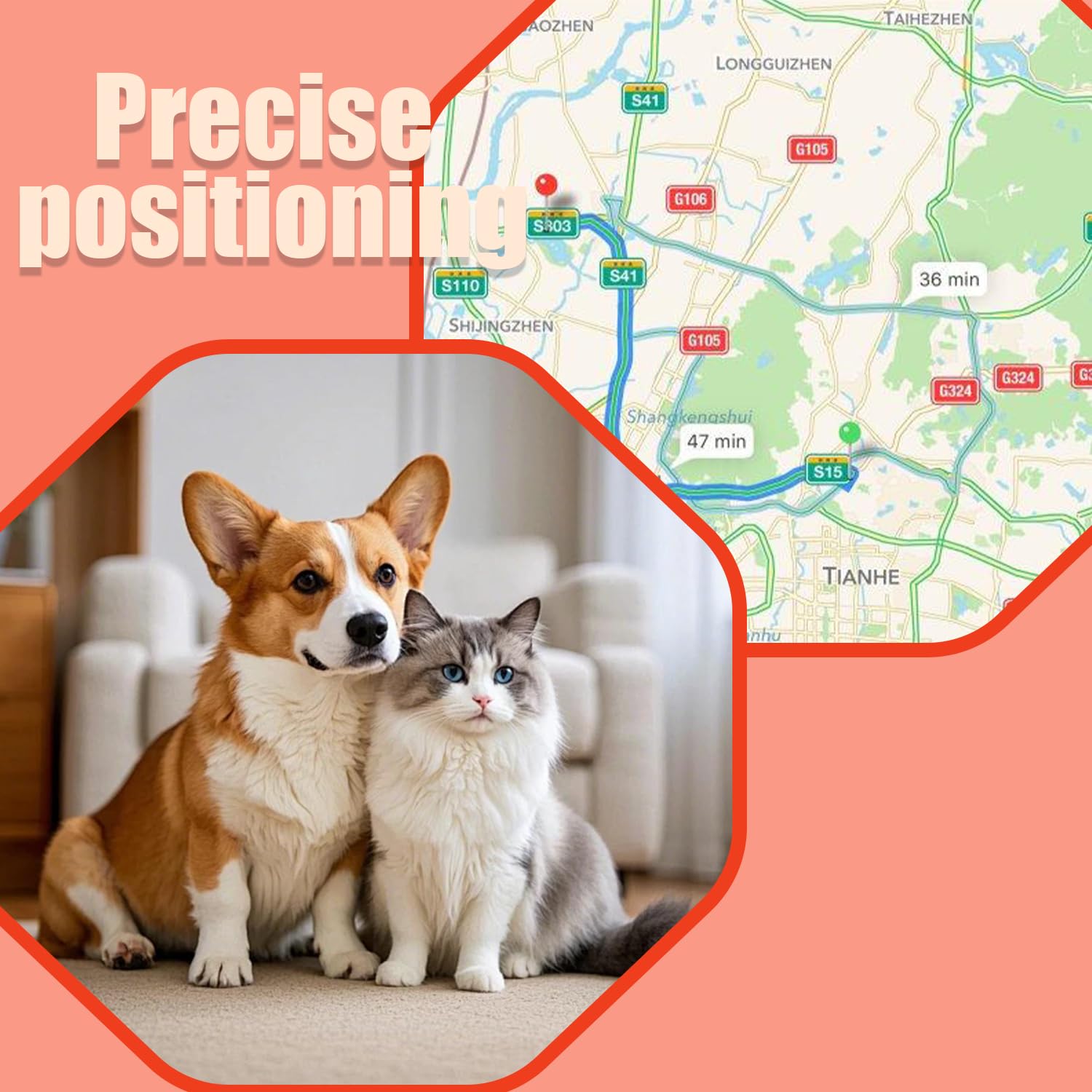 GPS Tracker for Dogs &amp; Cats - No Monthly Fee, Waterproof Real-Time Tracking Collar for Pets,Kids,Luggage &amp; Assets | 365-Day Battery Life | iOS &amp; Android Compatible | Anti-Lost Device thumbnail 4