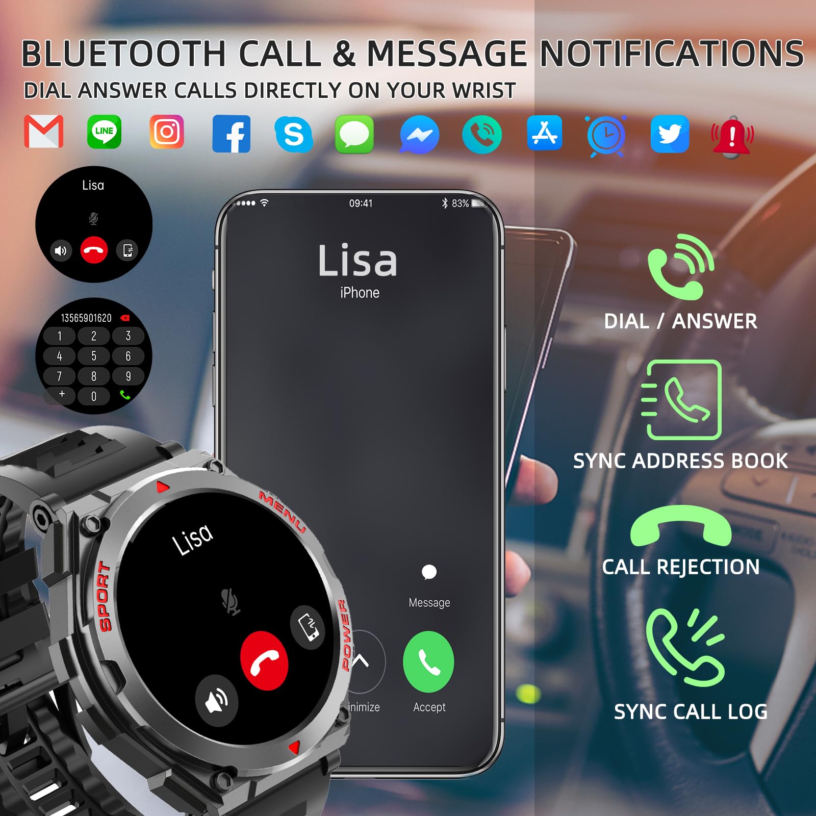 Jdcrsj Military Smart Watch thumbnail 2