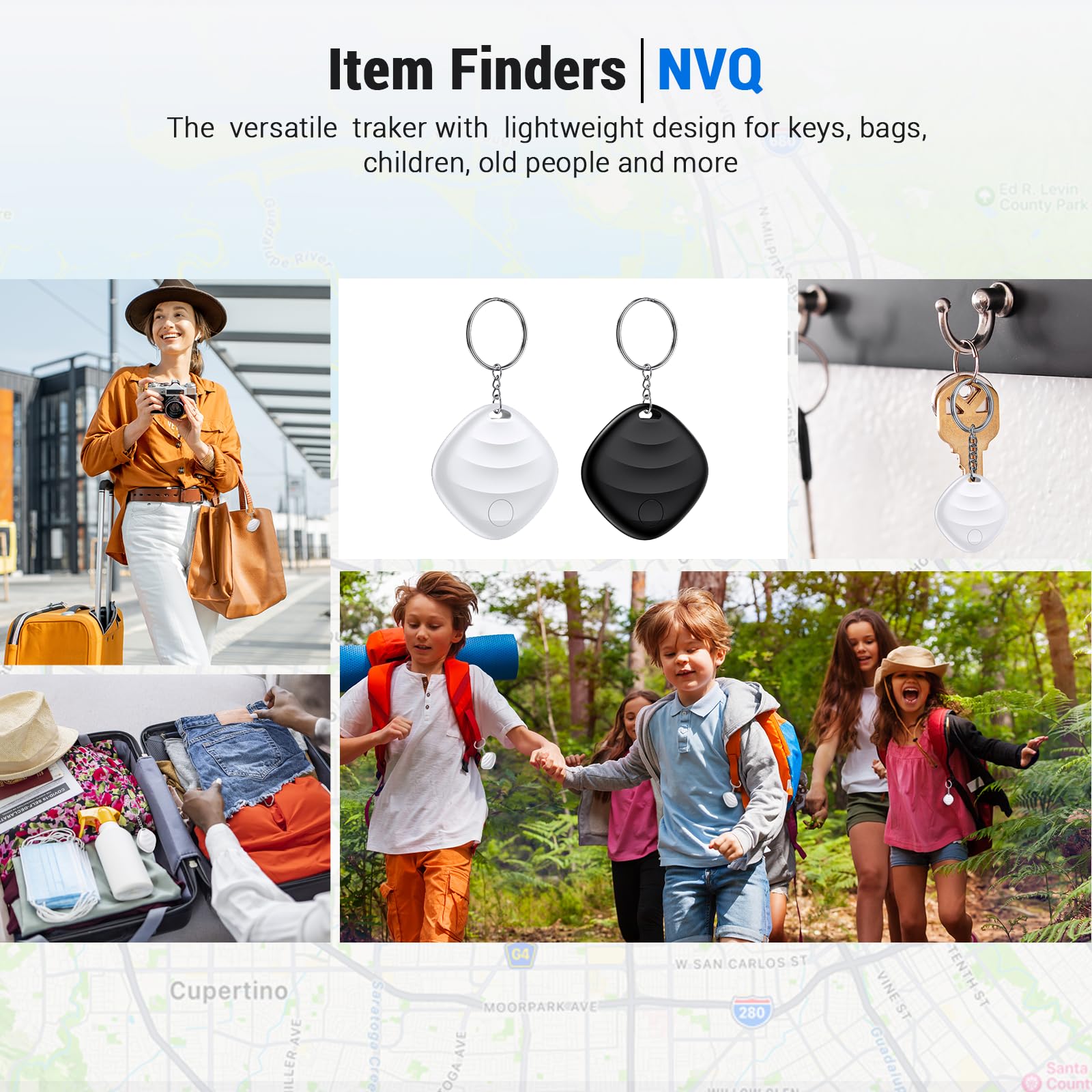 Key Finder, Bluetooth Tracker Locator Pairs with Apple Find My (iOS only), Item Finder for Keys,Wallet,Pets,Bag,Backpack and Suitcase, 400ft Range Smart Tracker Tags, Compatible with iOS, Black 1Pack thumbnail 3