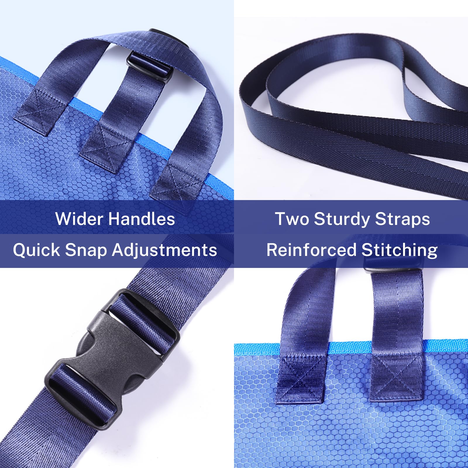 KUAZIDAR U-Shaped Positioning Sheet - Transfer Sheet for Turning and Repositioning, Multipurpose Bed Pad with Reinforced Handles, Turning Device for Elderly, Bed Patients (Blue Size-L) thumbnail 5