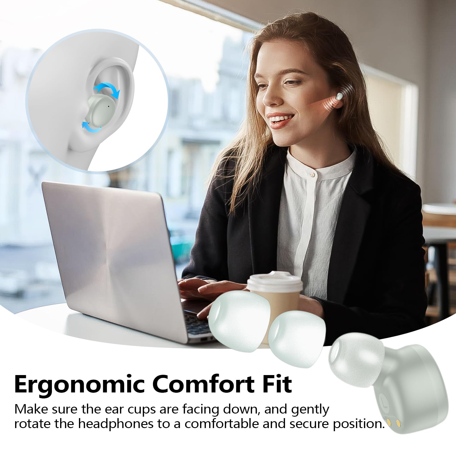 kurdene Wireless Earbuds Bluetooth 5.3 in Ear Buds Light Weight Headphones,Deep Bass Sound,Built in Mics Headset,Clear Calls Earphones for Sports Workout thumbnail 3