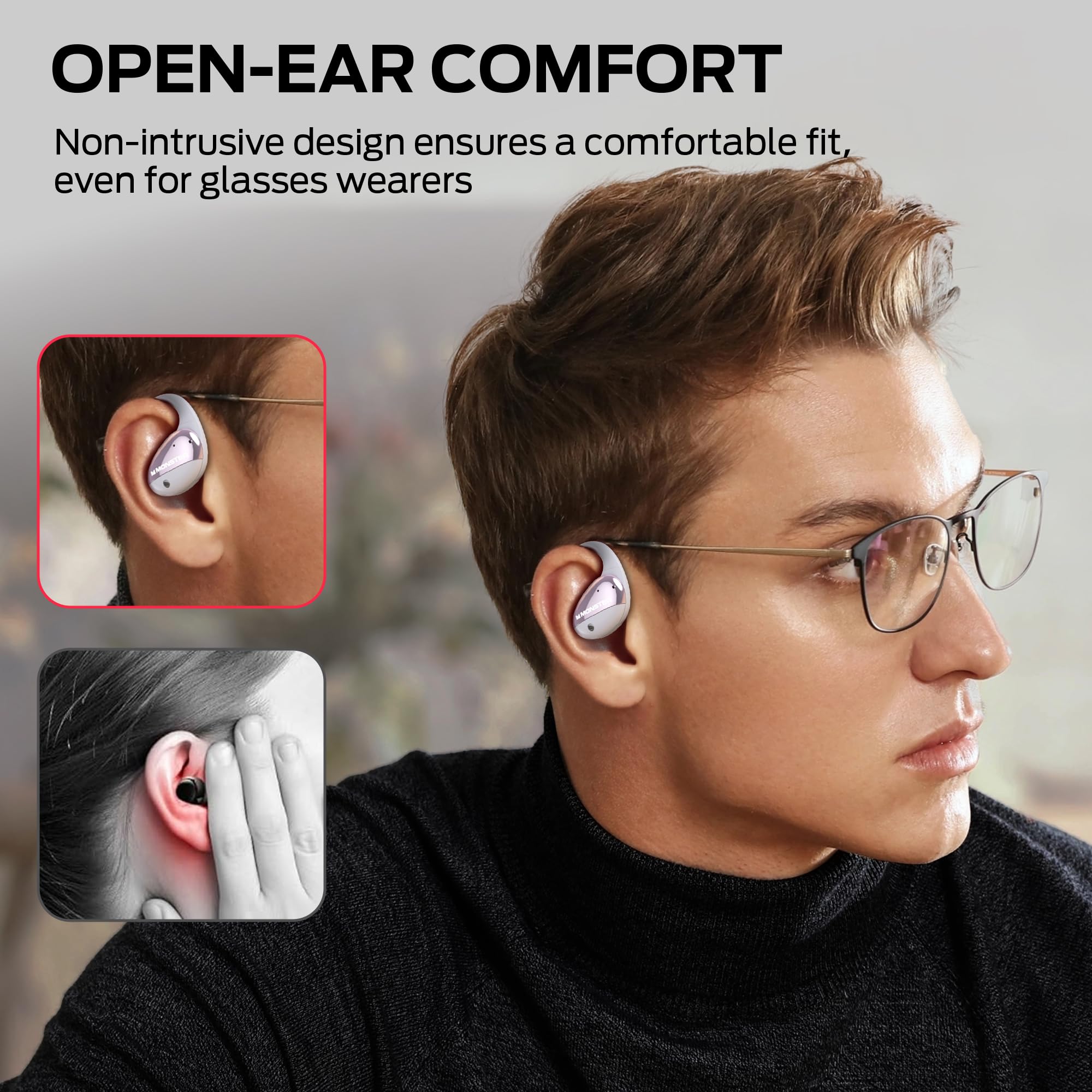 Monster Open Ear AC520 Headphones, Bluetooth 6.0 Wireless Earbuds with HiFi Sound, Open Ear Headphones with 24H Playtime, ENC Clear Call, Unique Handbag Design,IPX6 Resistance thumbnail 3