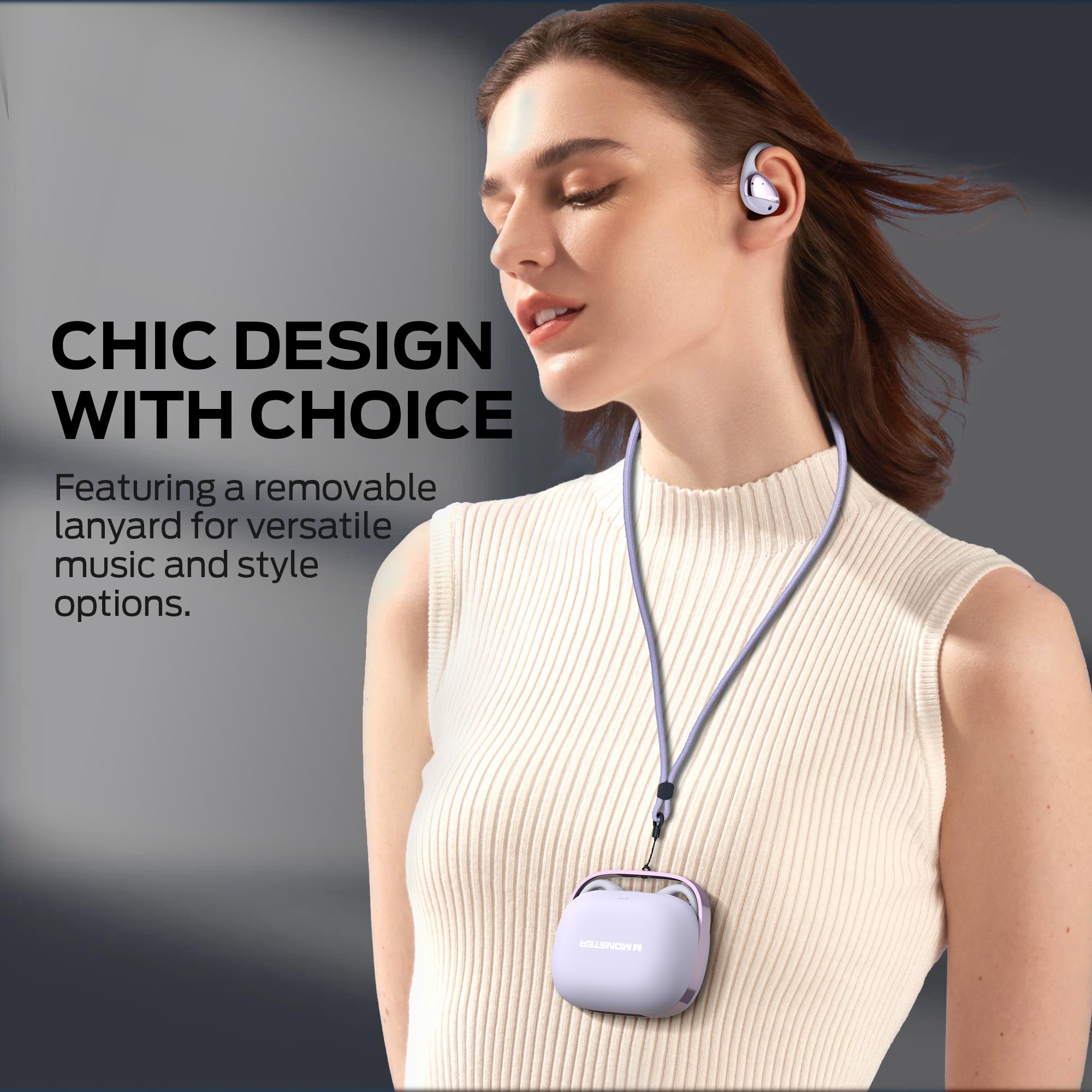 Monster Open Ear AC520 Headphones, Bluetooth 6.0 Wireless Earbuds with HiFi Sound, Open Ear Headphones with 24H Playtime, ENC Clear Call, Unique Handbag Design,IPX6 Resistance thumbnail 4