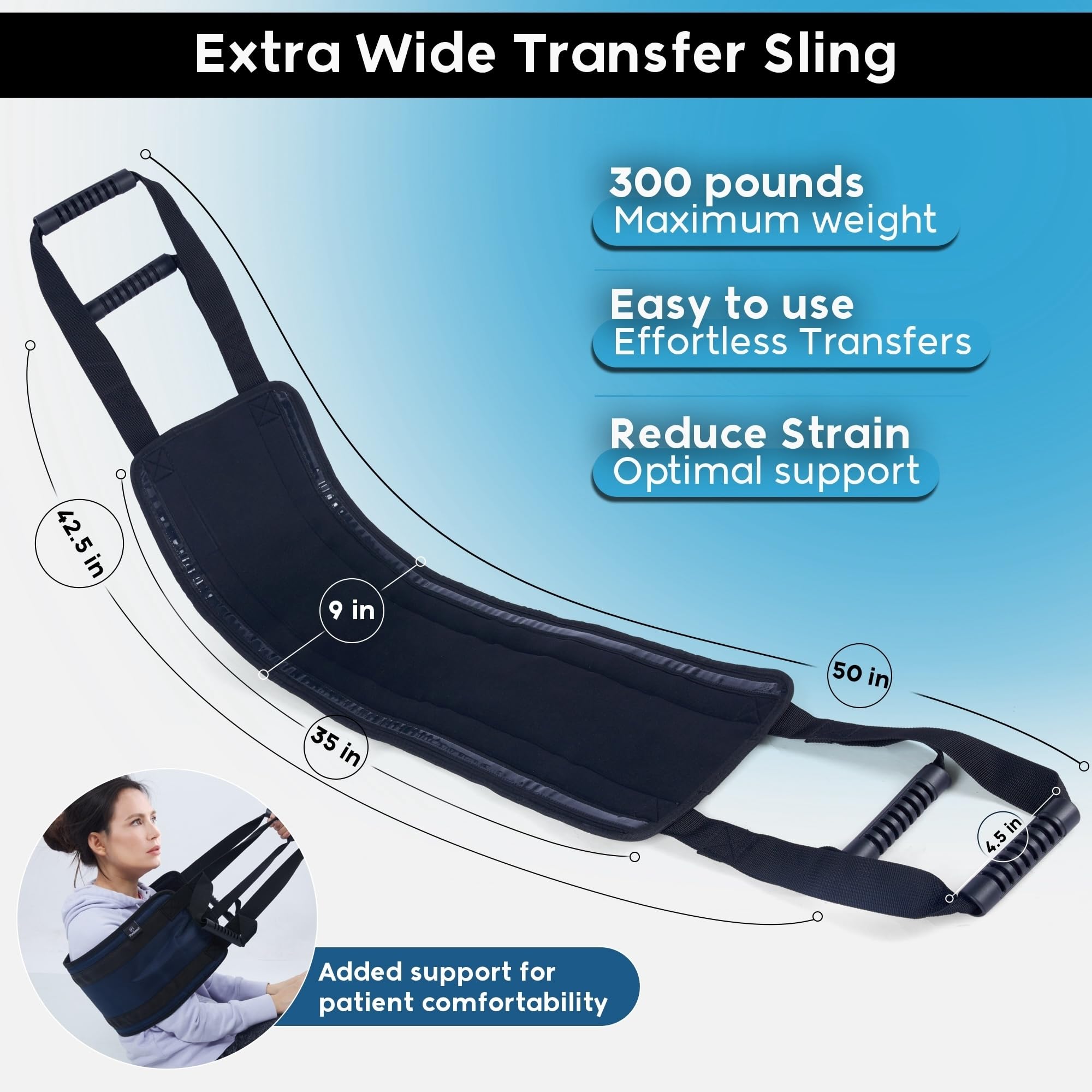 Parabound Transfer Sling For Elderly And Disabled, Lift Assist Gait Belt For Seniors, Patient Lift Sling Mobility Aid, Transfer Belt Lifting Strap For Senior Home Care Device thumbnail 3